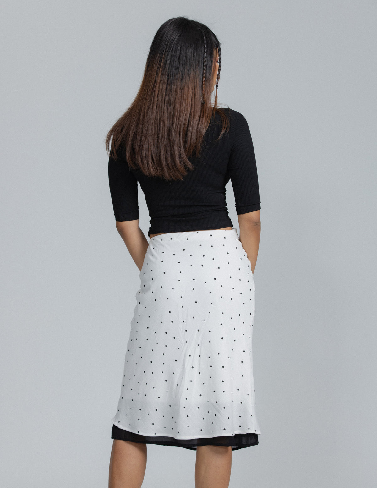 POLKA DOT PRINTED BIAS SKIRT