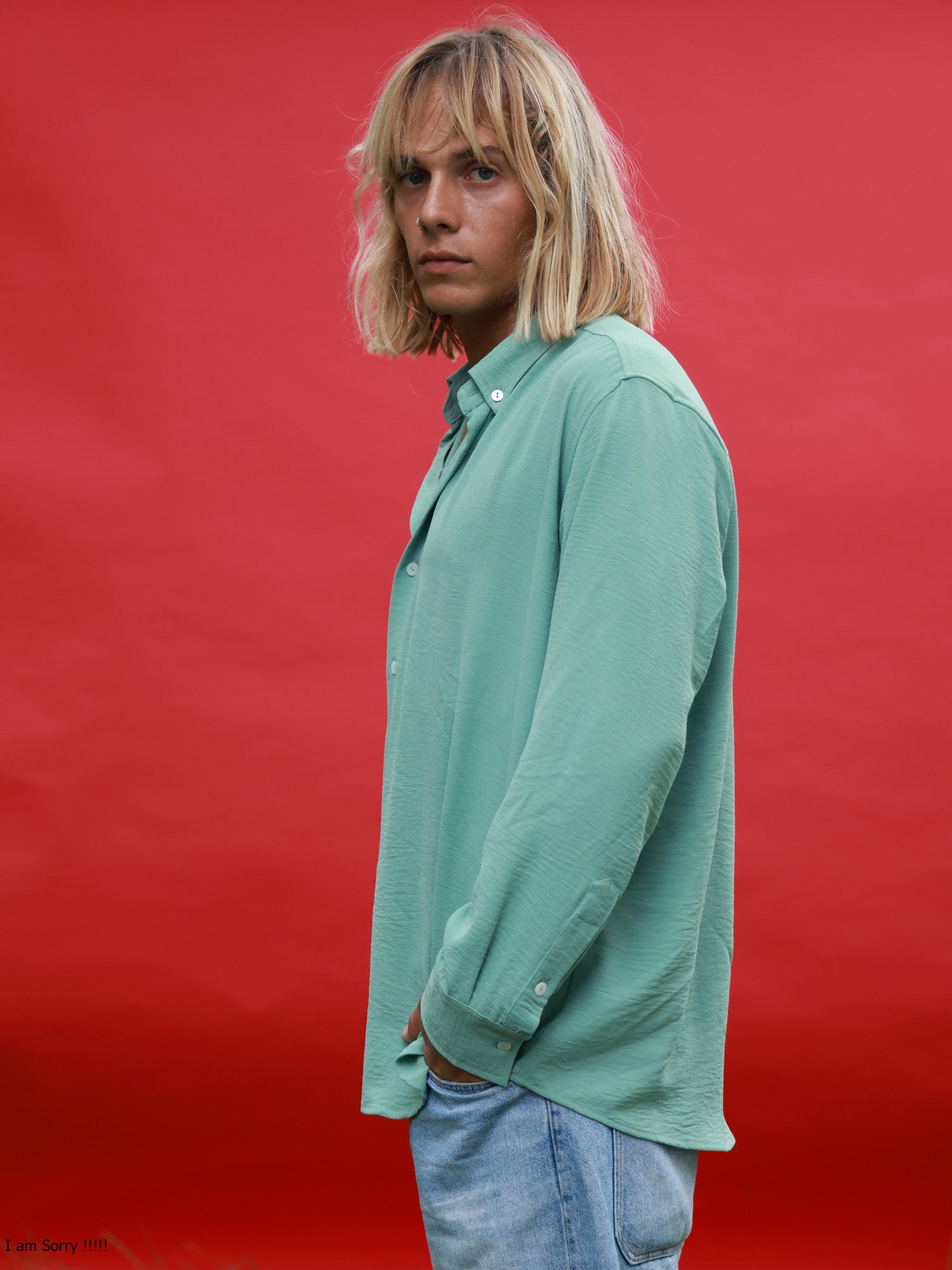 Oversized L/S Regular collar shirt