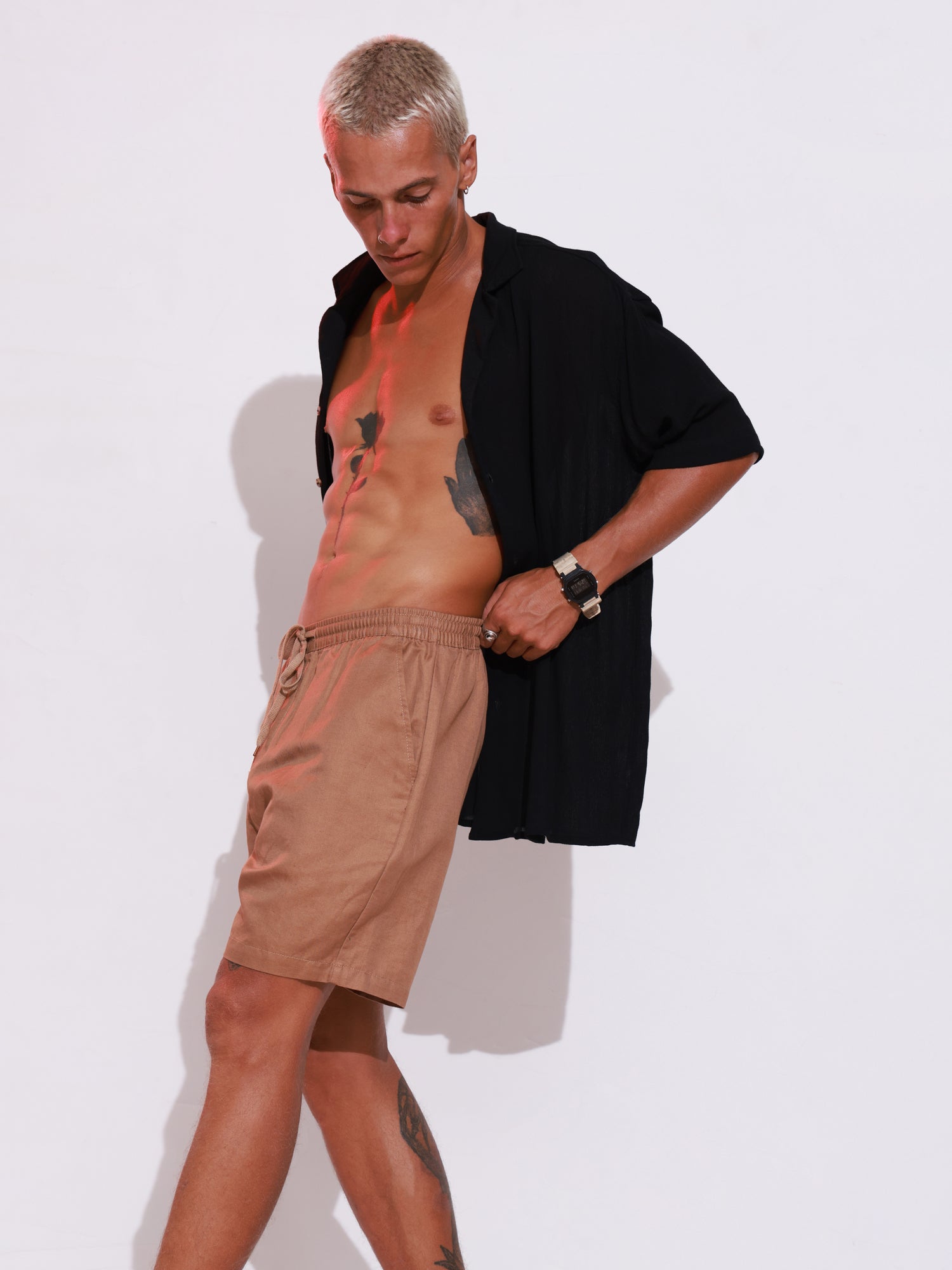 Short sleeved camp collar shirt