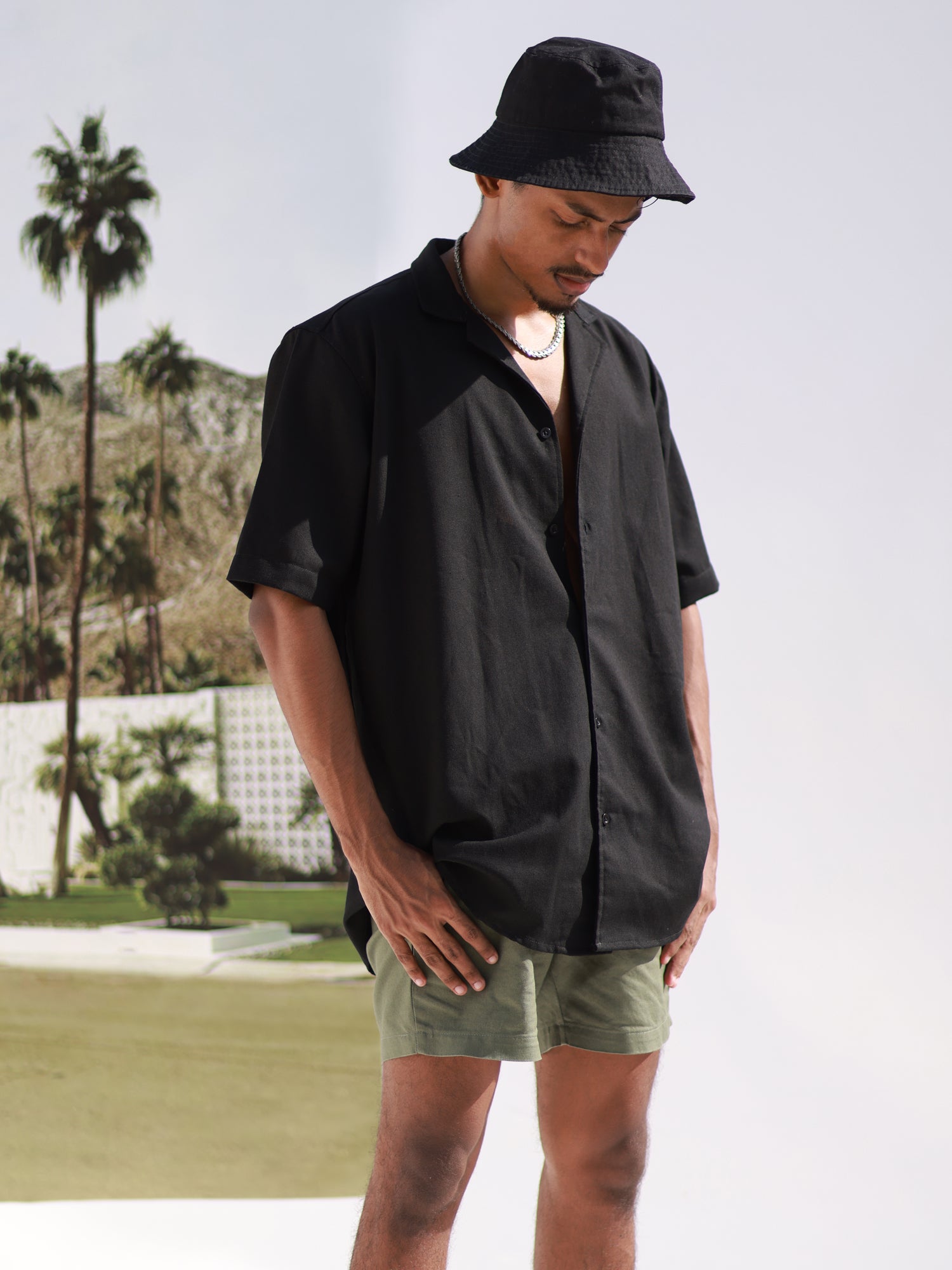Oversized S/S camp collar shirt