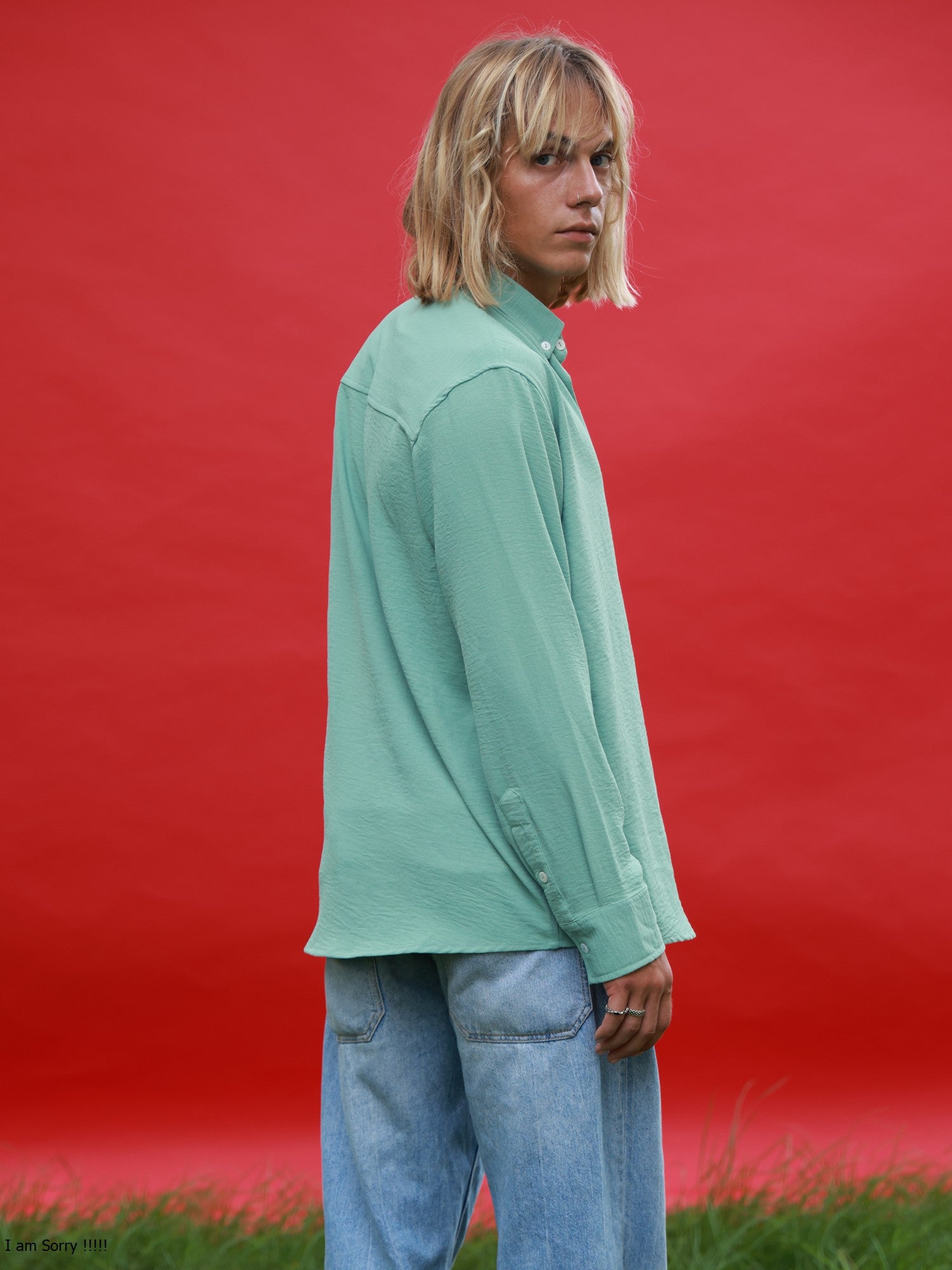 Oversized L/S Regular collar shirt