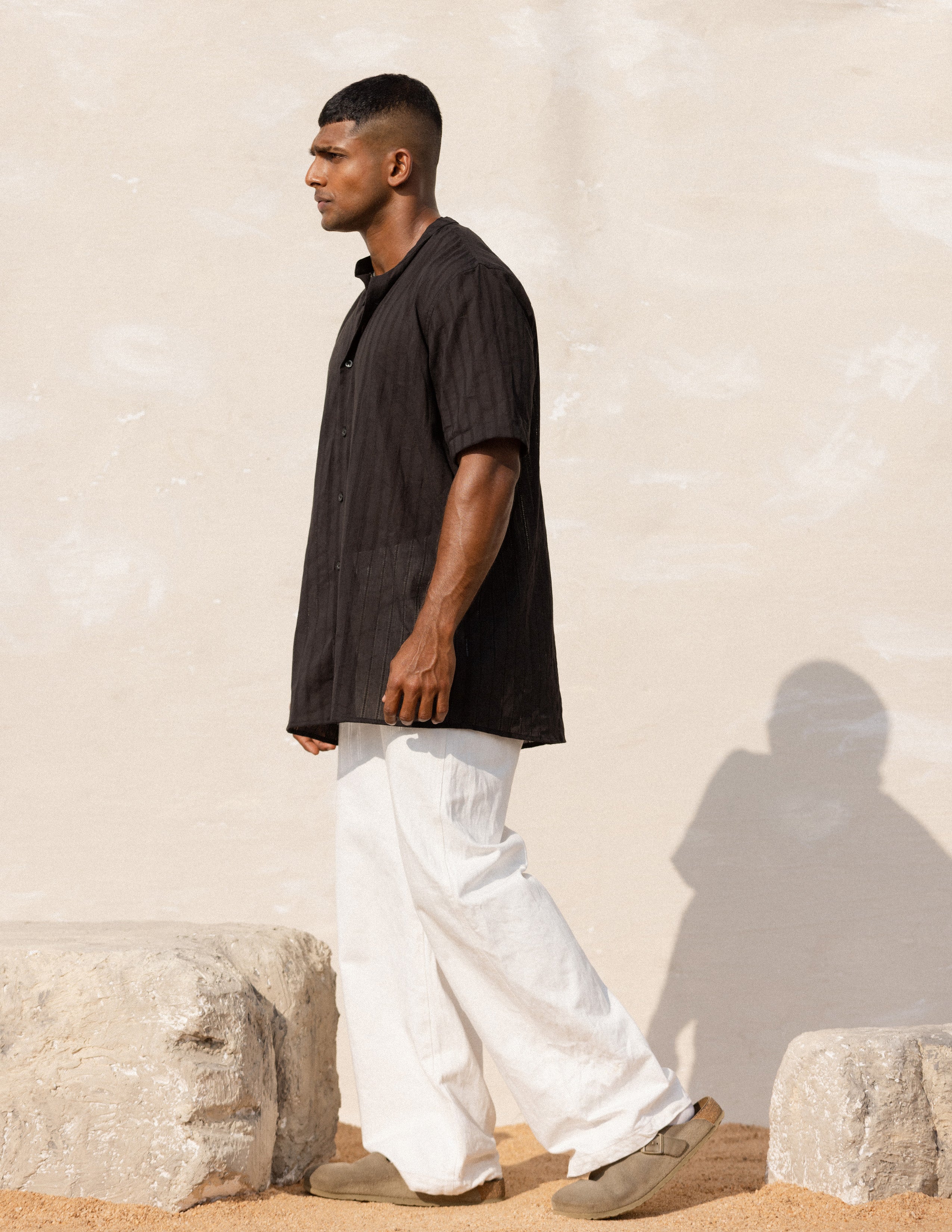 Chinese Collar Short Sleeve Shirt