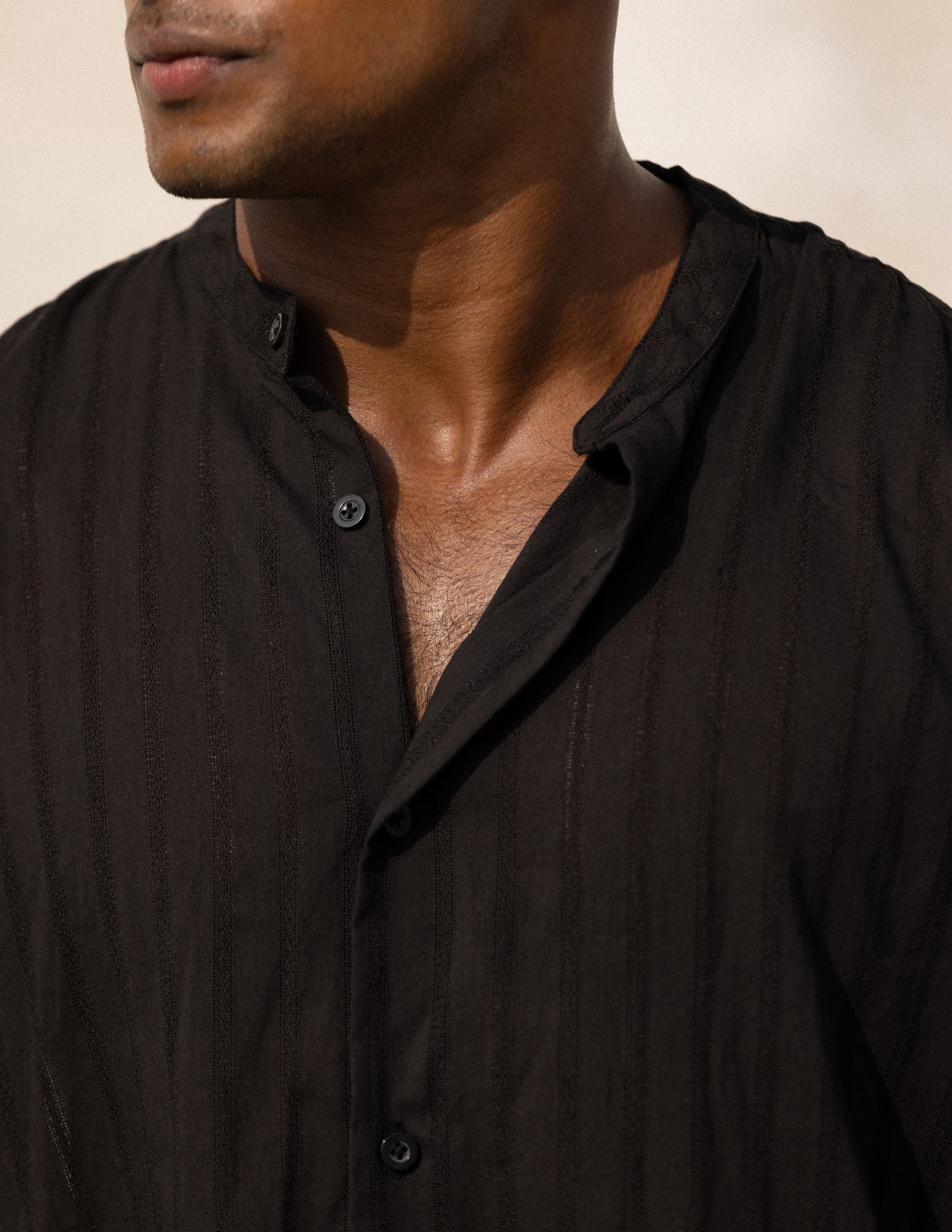 Chinese Collar Short Sleeve Shirt