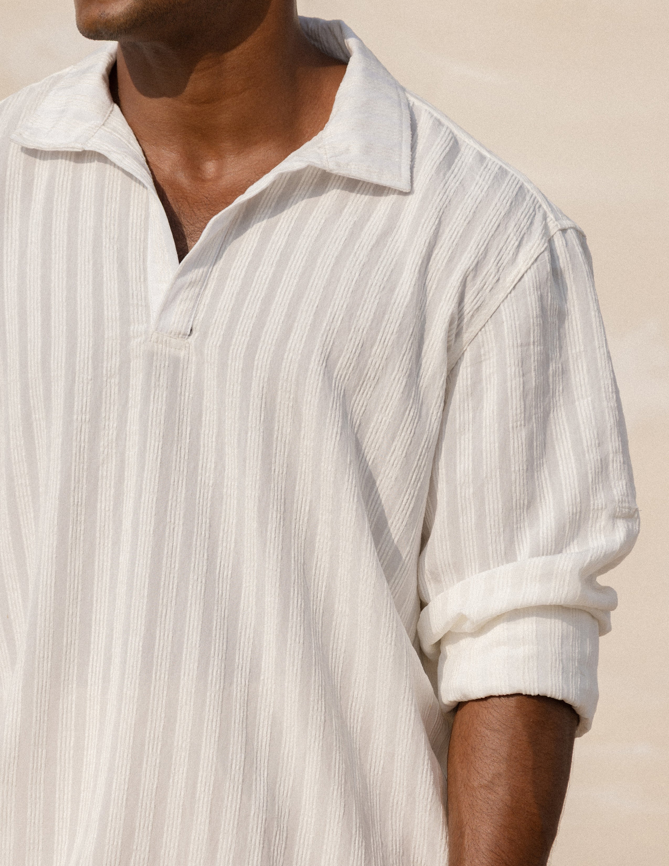 Half placket long sleeve shirt