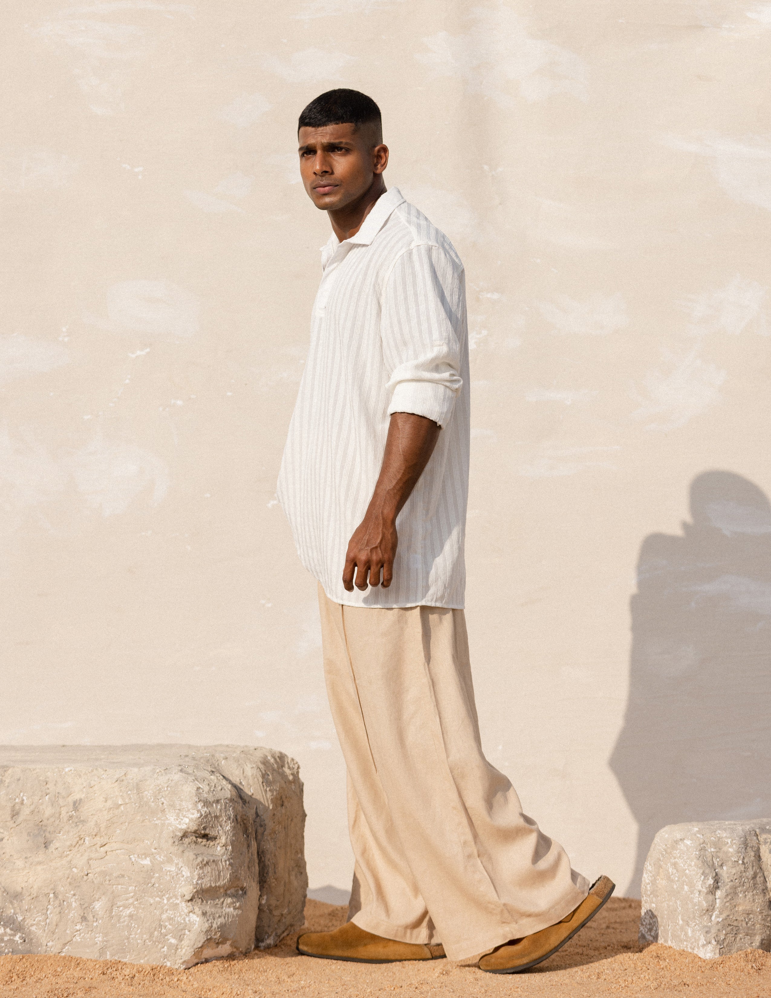 Half placket long sleeve shirt