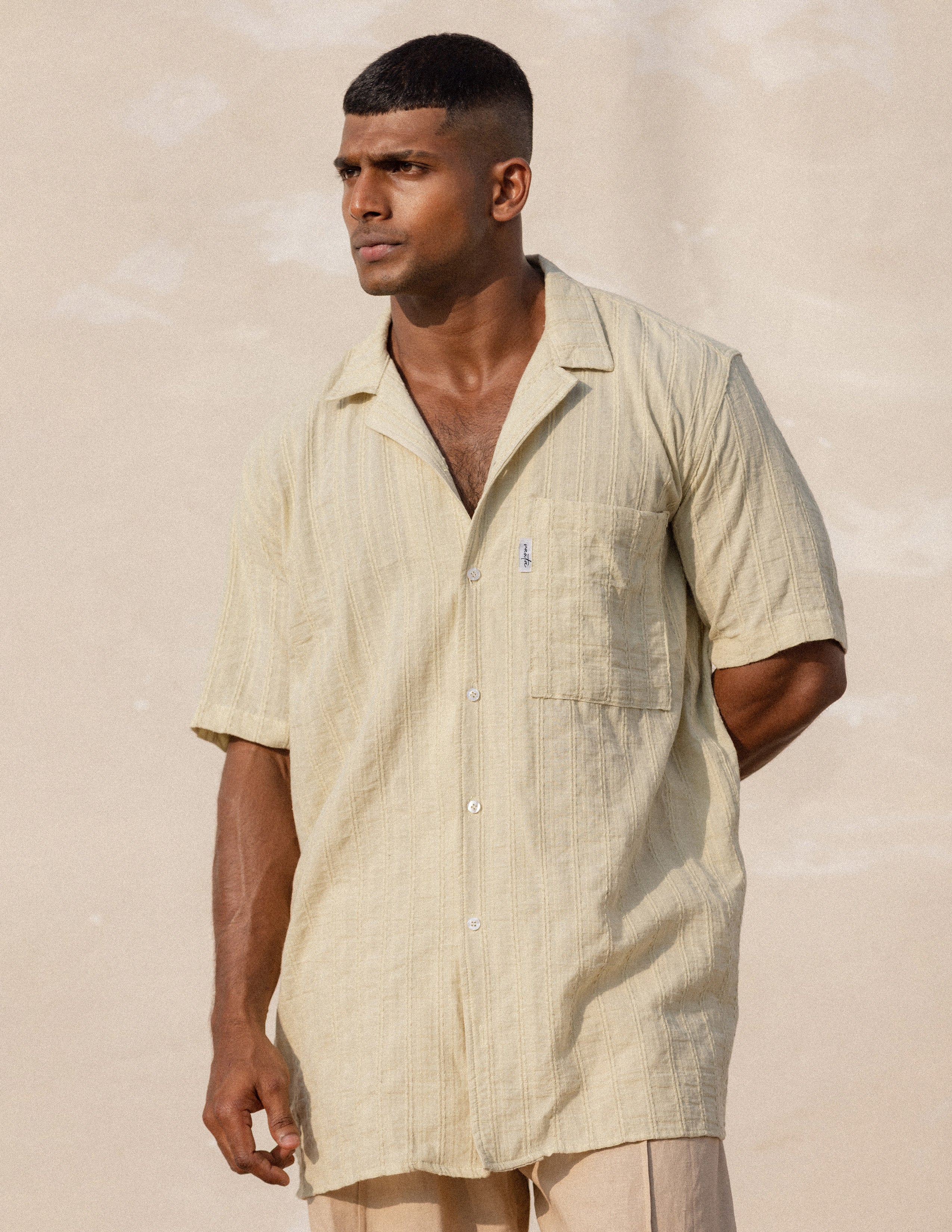 Woven label detail oversized shirt