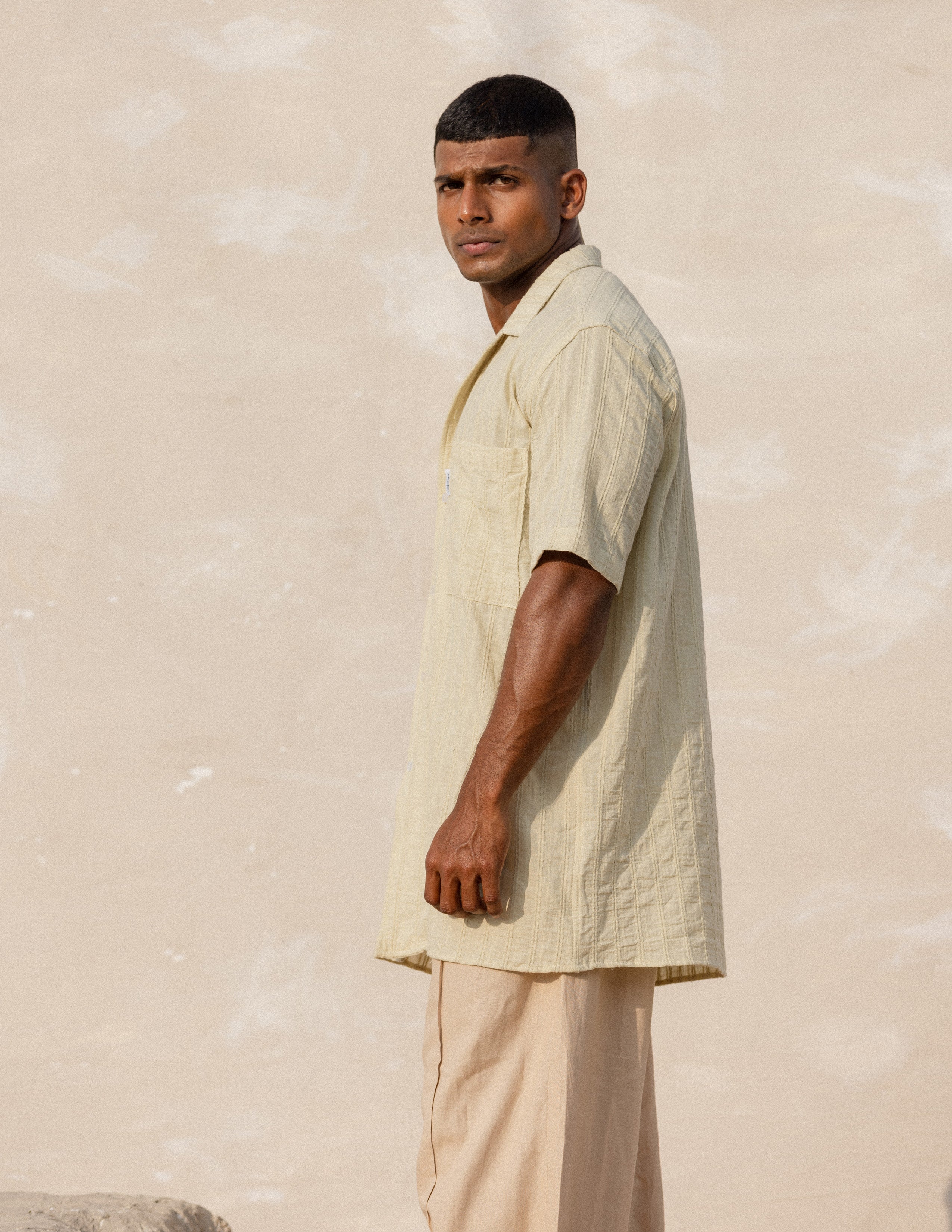 Woven label detail oversized shirt