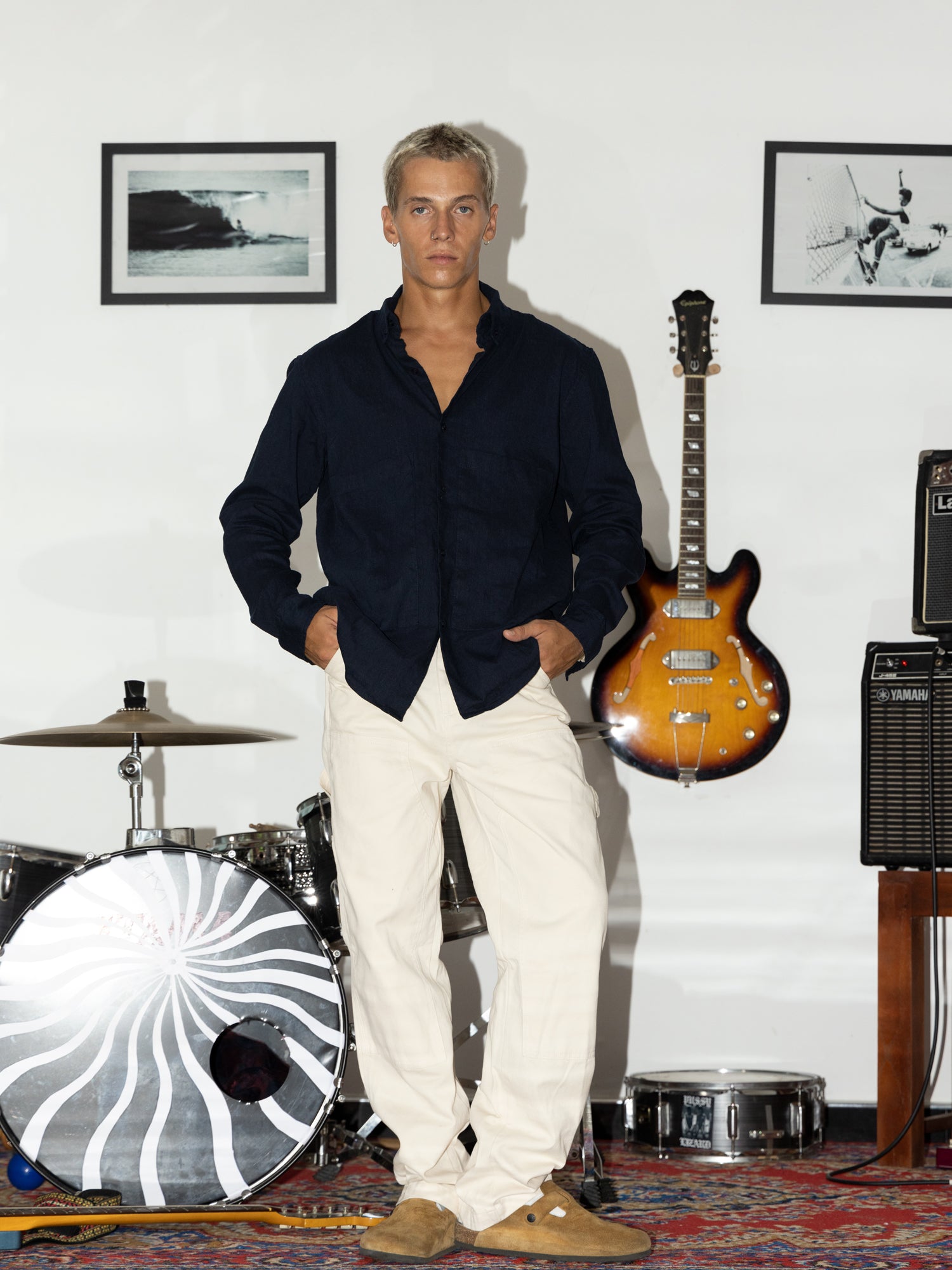 Double pocket oversized linen shirt