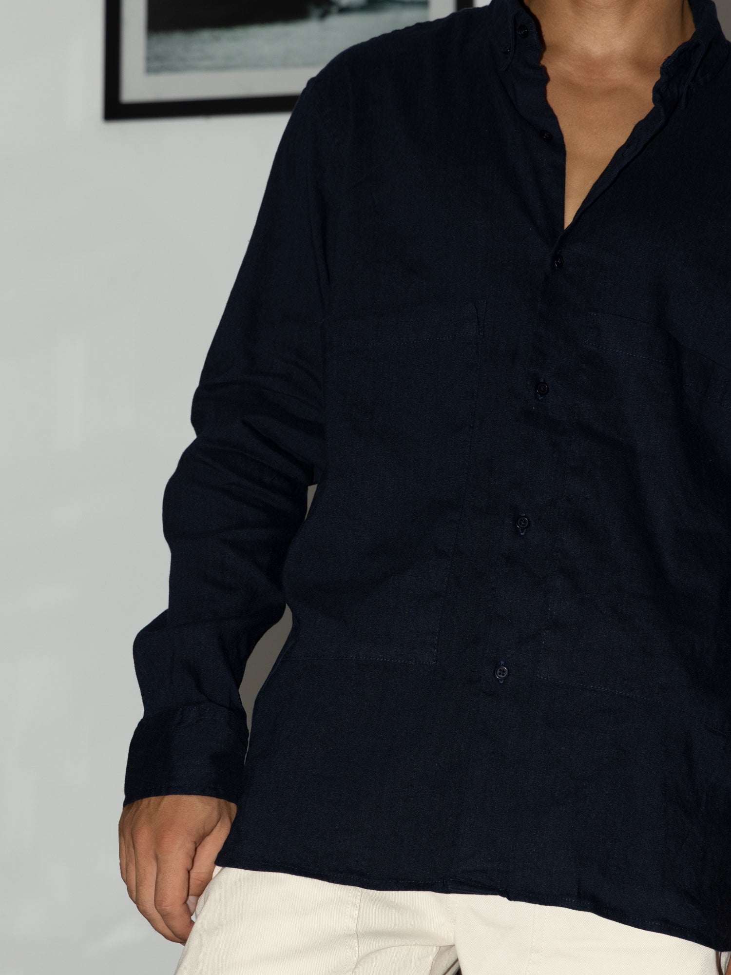 Double pocket oversized linen shirt