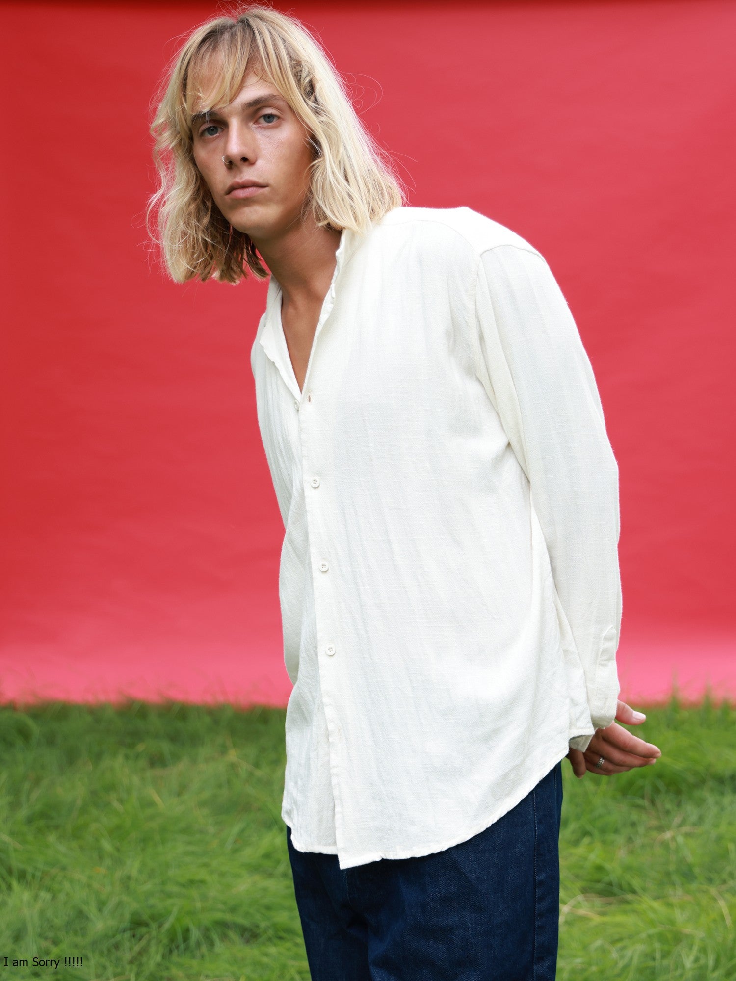 Oversized L/S Camp collar shirt