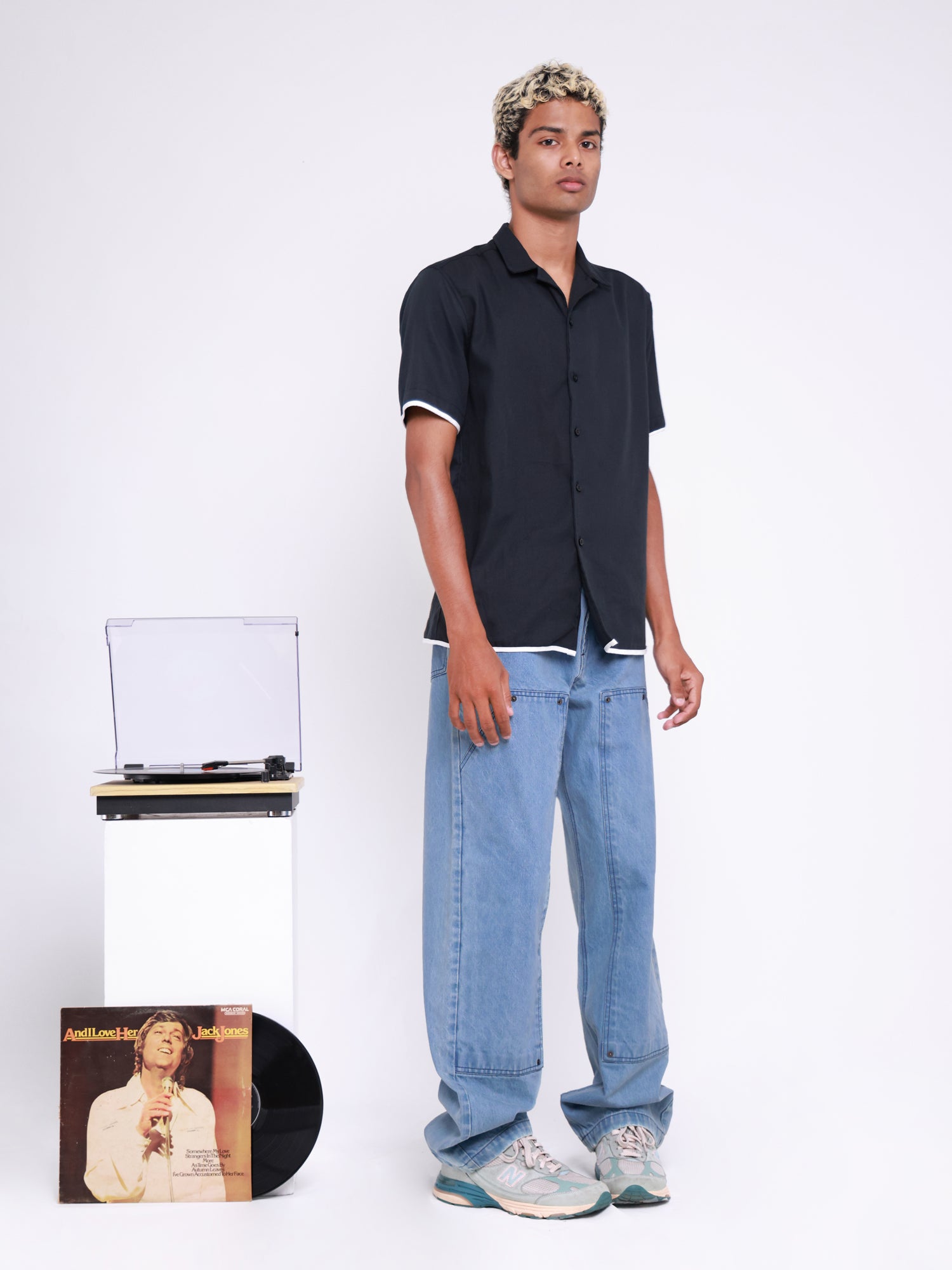 Contrast binding camp collar shirt