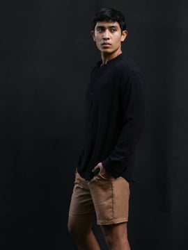 Regular fit Long sleeve chinese collar shirt