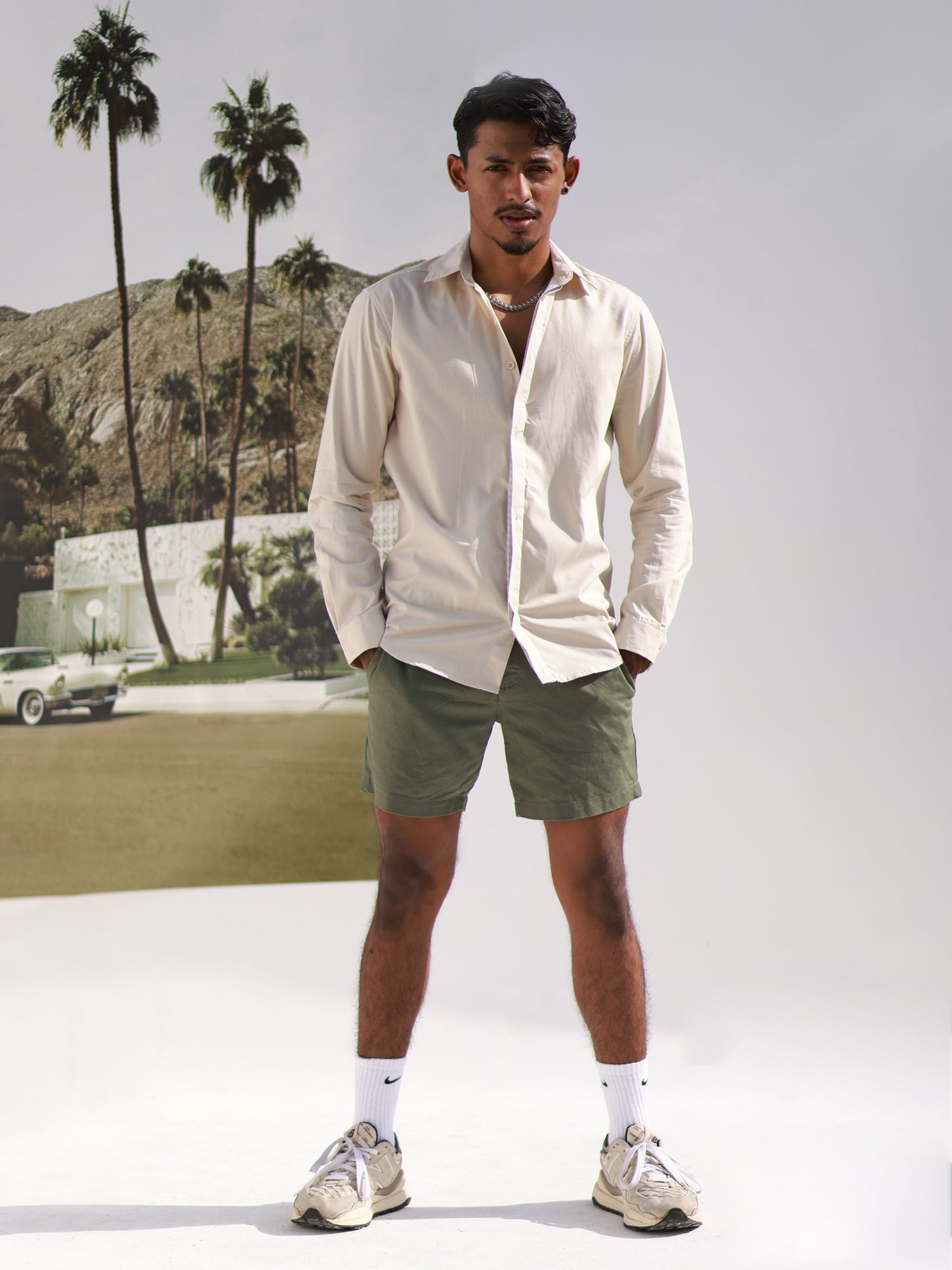 Slim fit L/S regular collar shirt