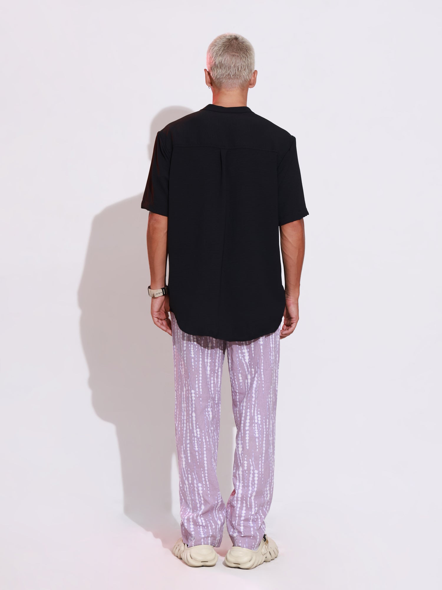 Short sleeved chinese collar shirt