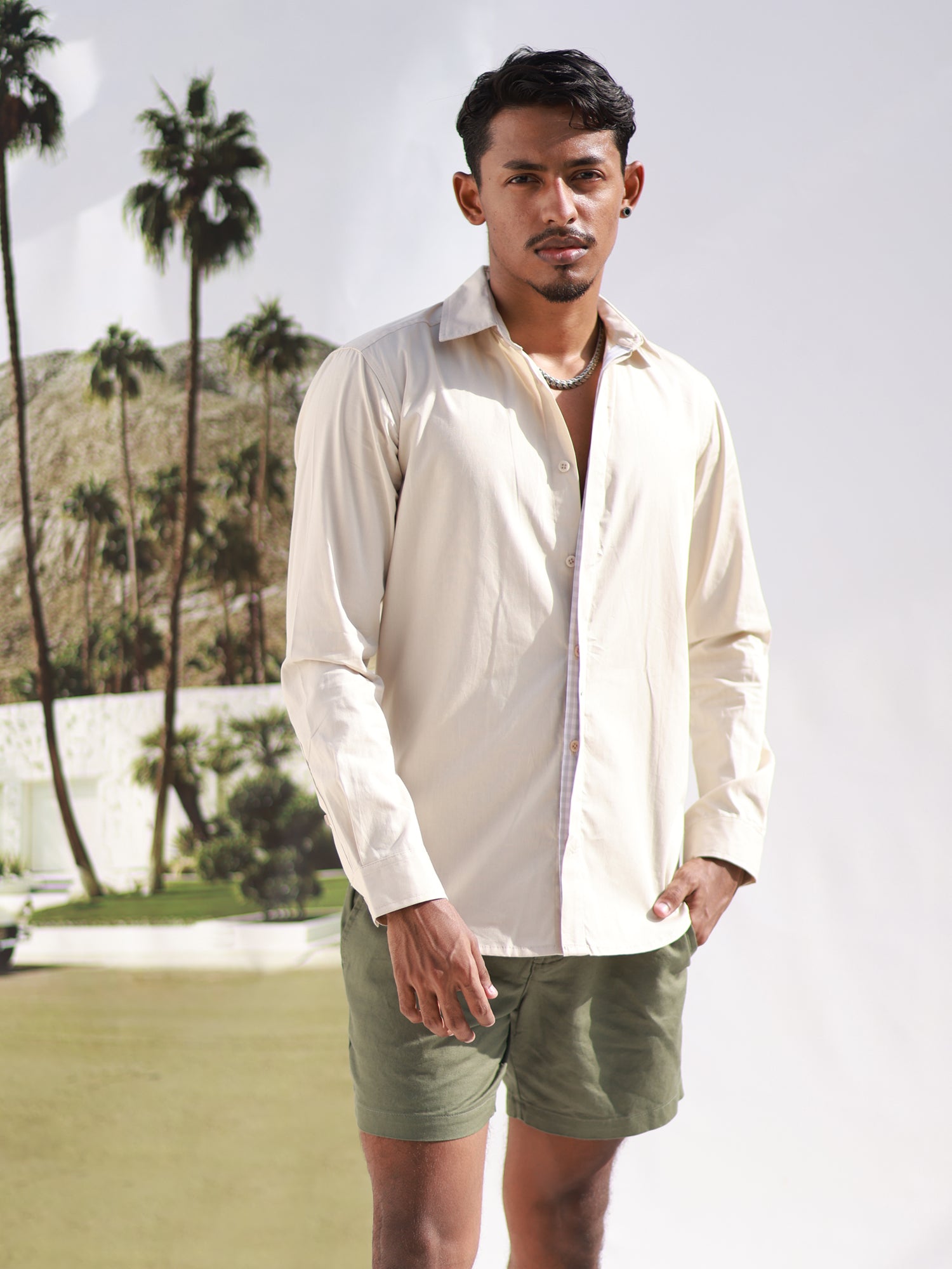 Slim fit L/S regular collar shirt