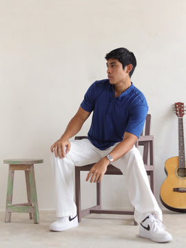 Slim fit S/S chinese collar shirt