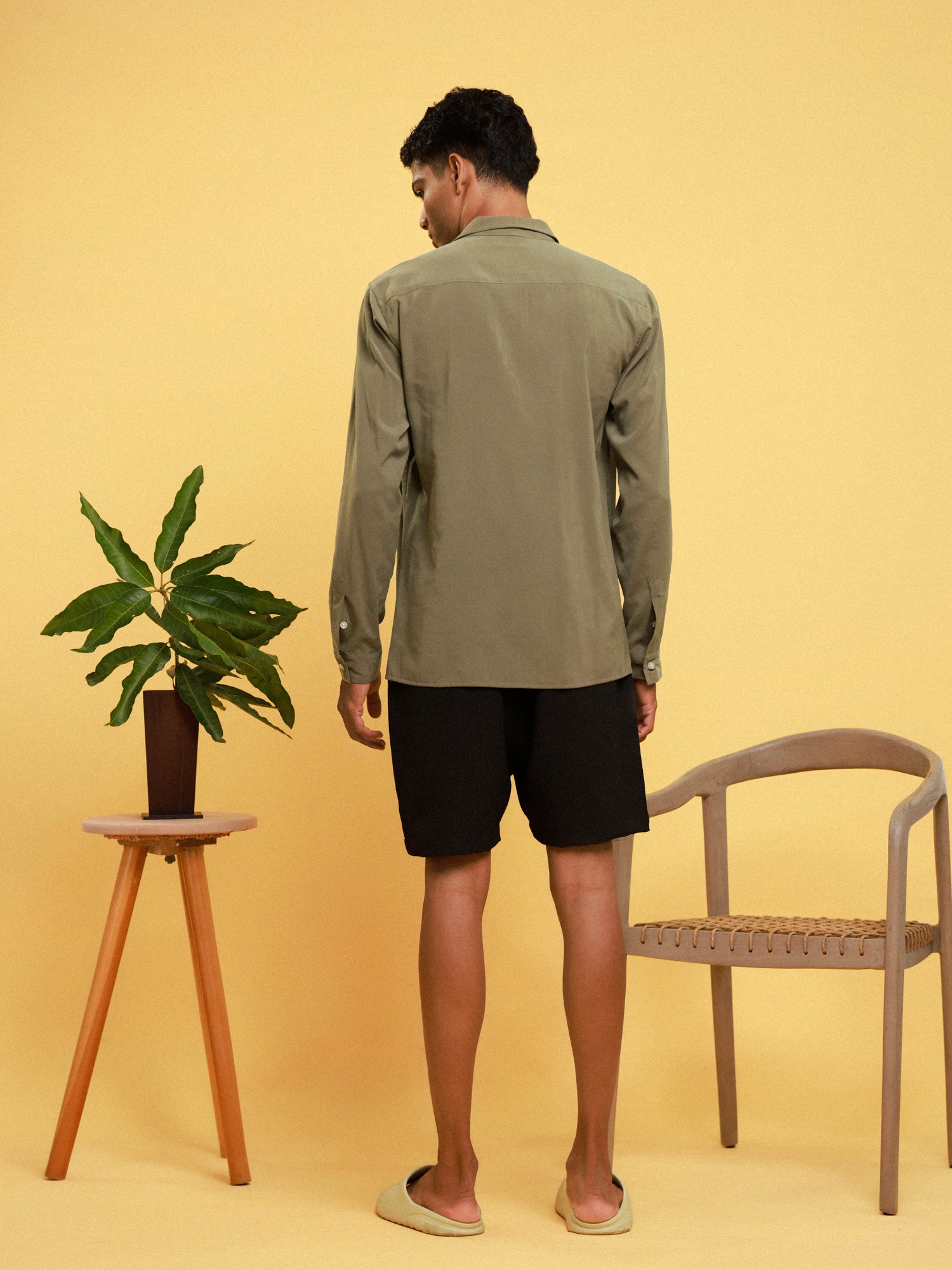 Hidden placket detailed rayon shirt