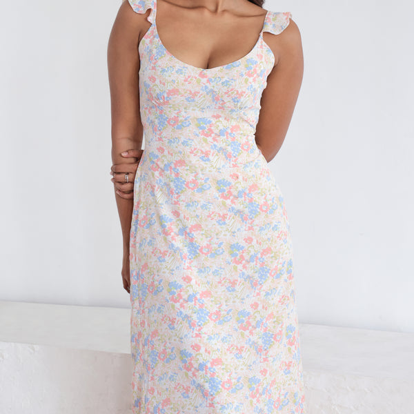 Frill Detailed Printed Maxi Dress