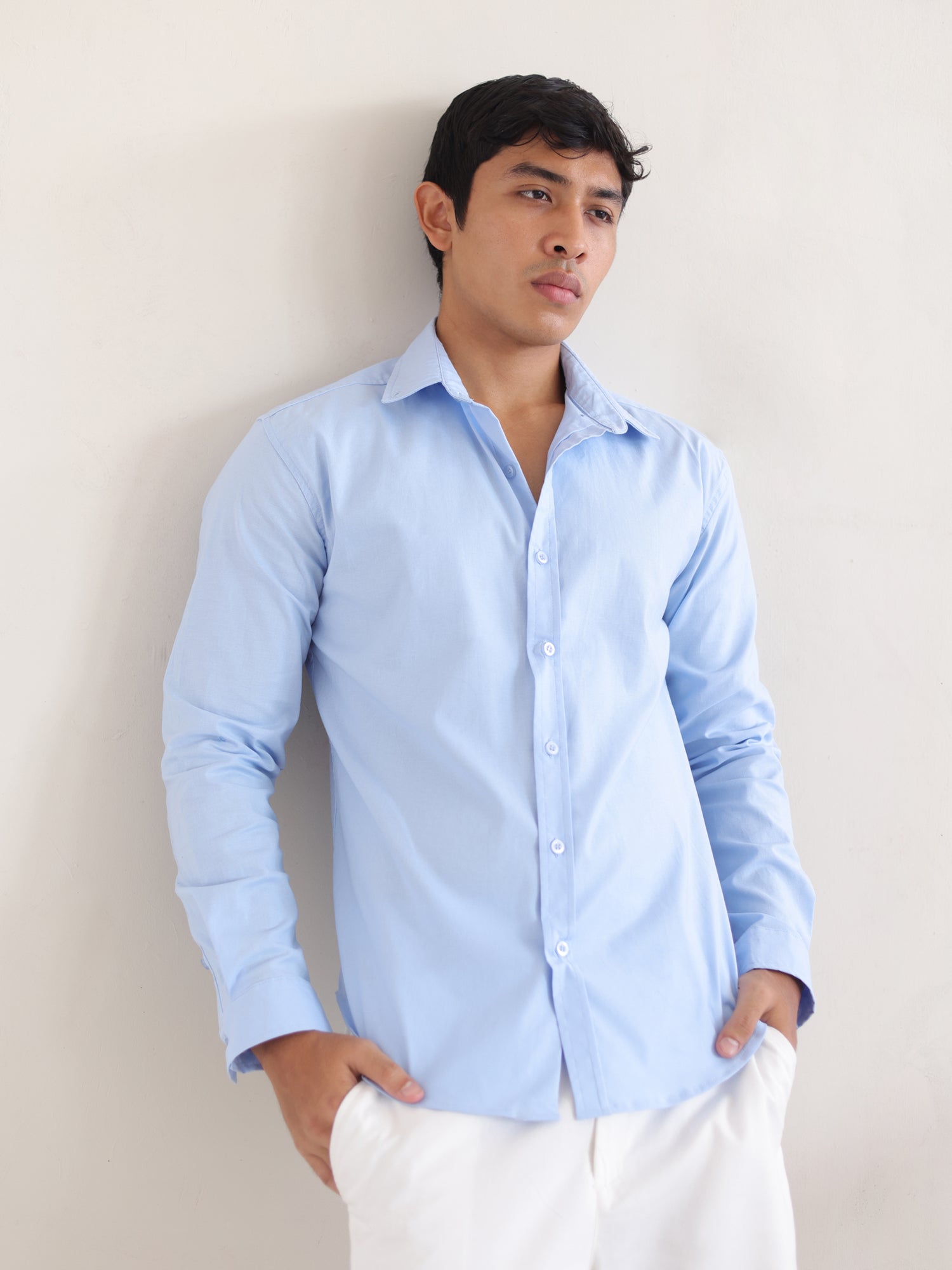 Regular fit L/S regular collar shirt