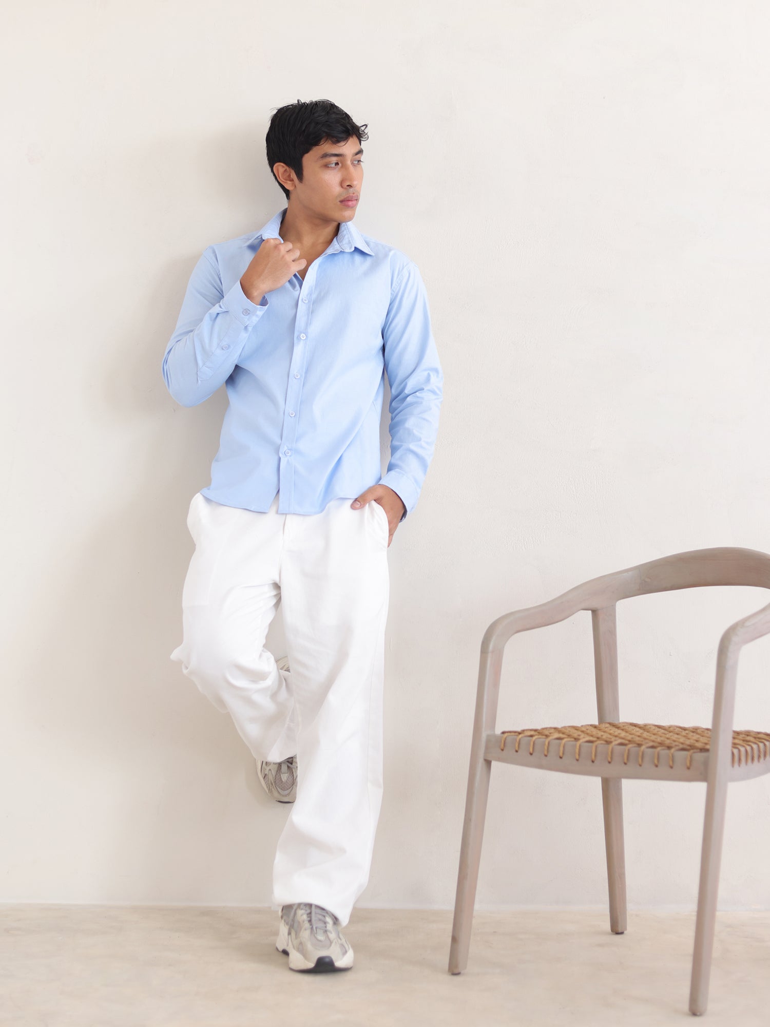 Regular fit L/S regular collar shirt