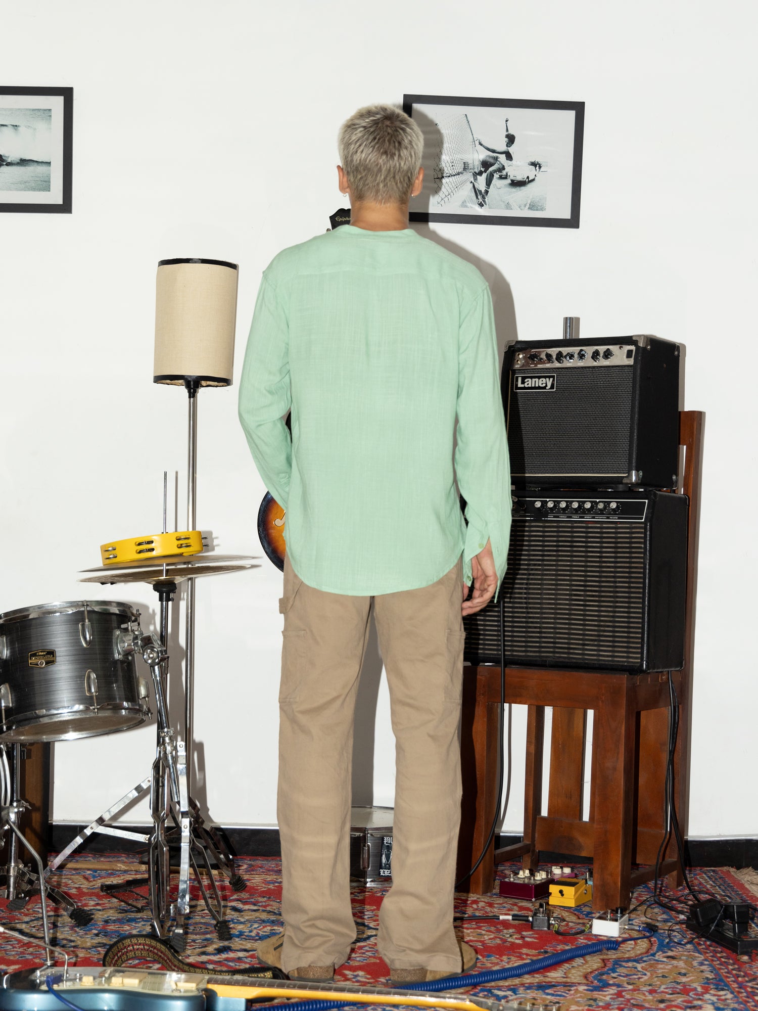 Long sleeved chinese collar shirt