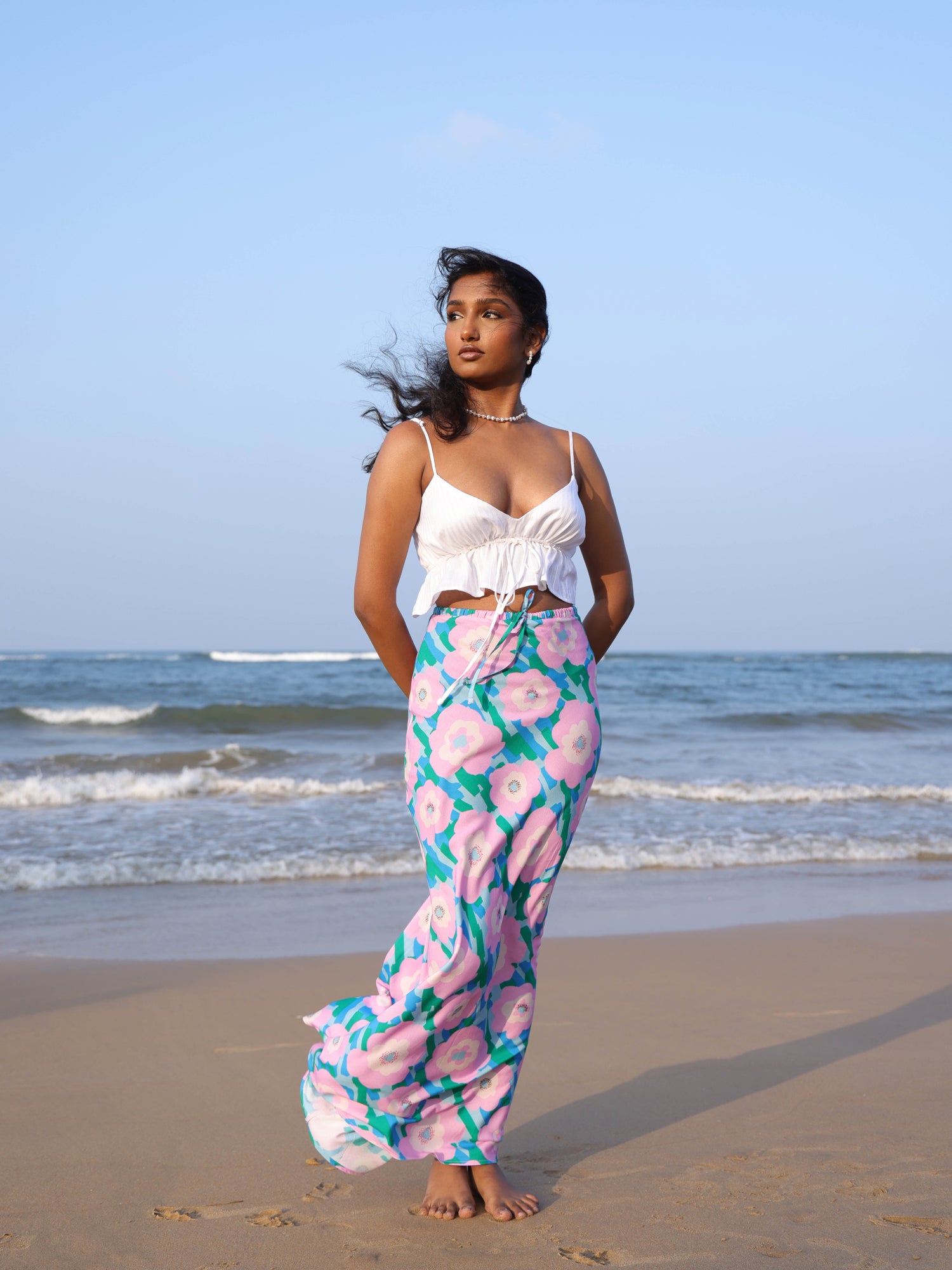 Drawstring Bias Skirt