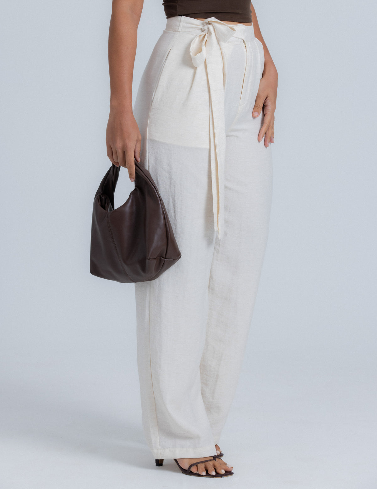 Waist Tie Up Detail Wide Leg Pant