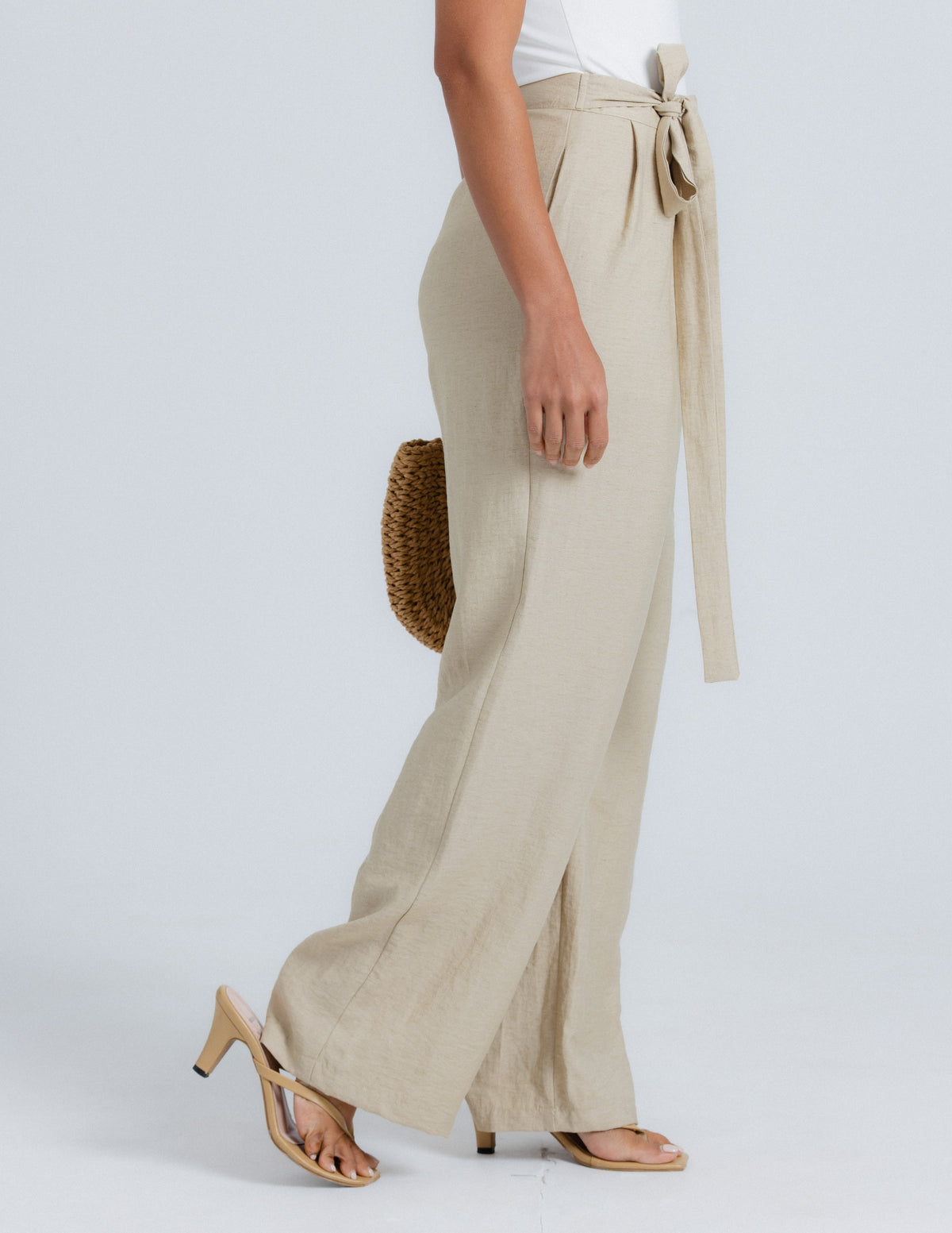 Waist Tie Up Detail Wide Leg Pant