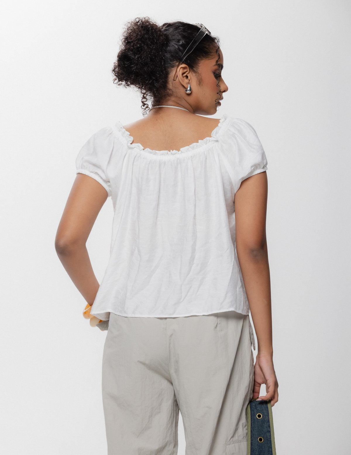 Pintuck Detailed Button Down Top