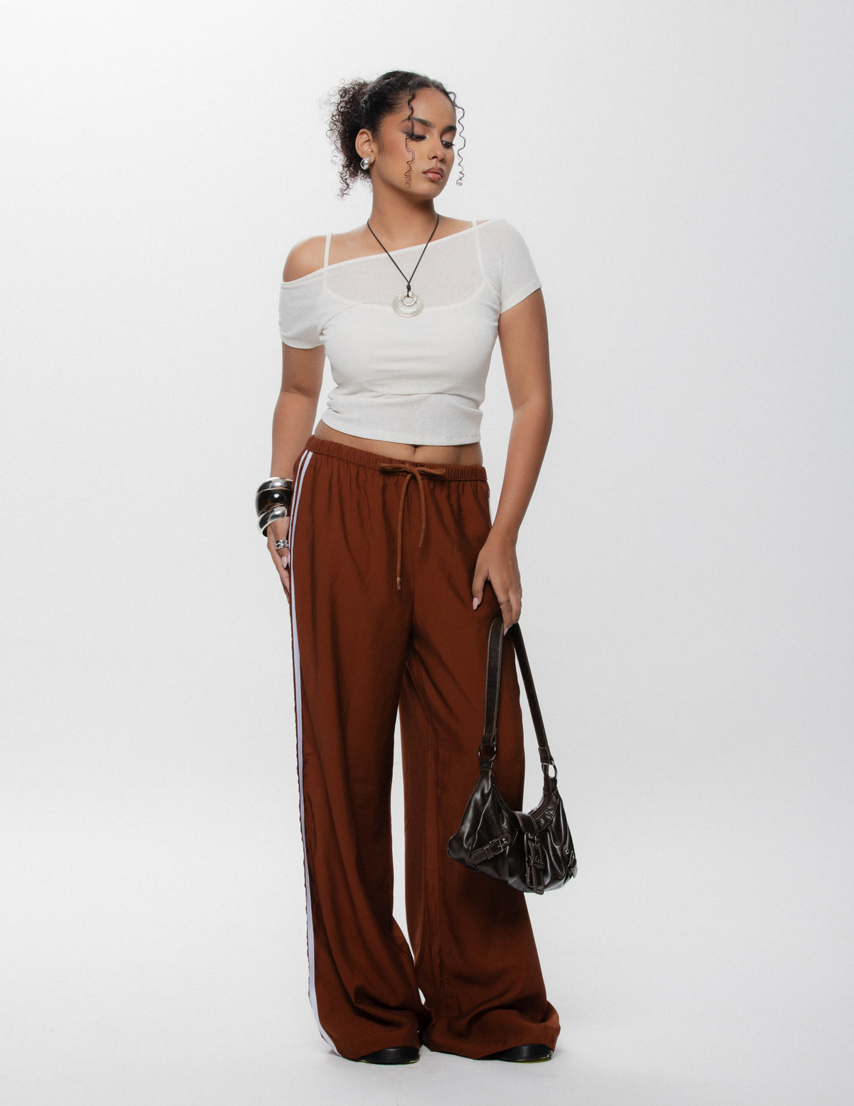 Contrast Detailed Wide Leg Pant