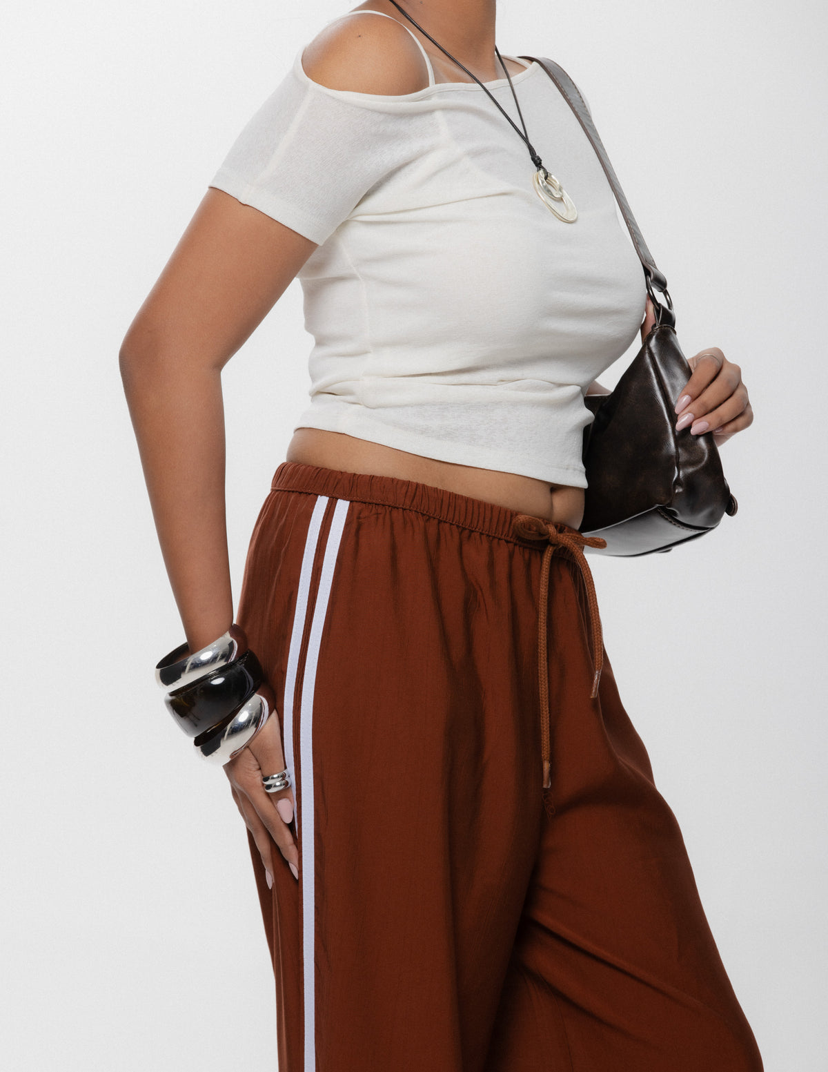 Contrast Detailed Wide Leg Pant