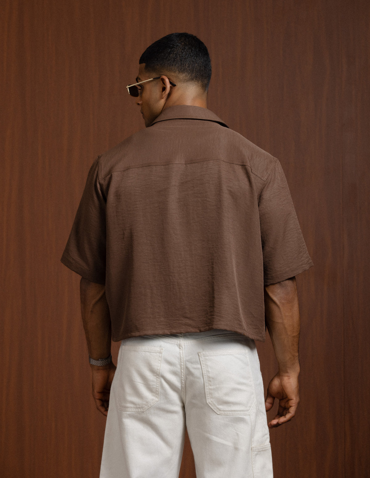 Oversized Short Sleeve Cropped Shirt