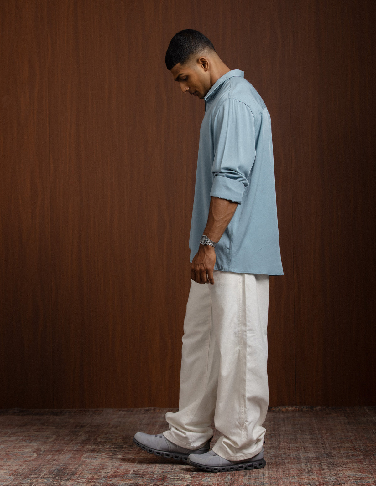 Oversized Half Placket Long Sleeve Shirt