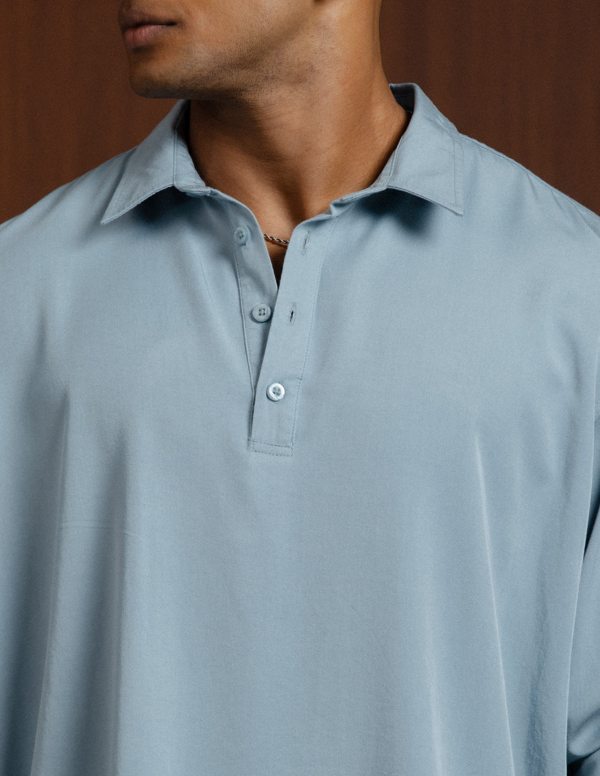 Oversized Half Placket Long Sleeve Shirt