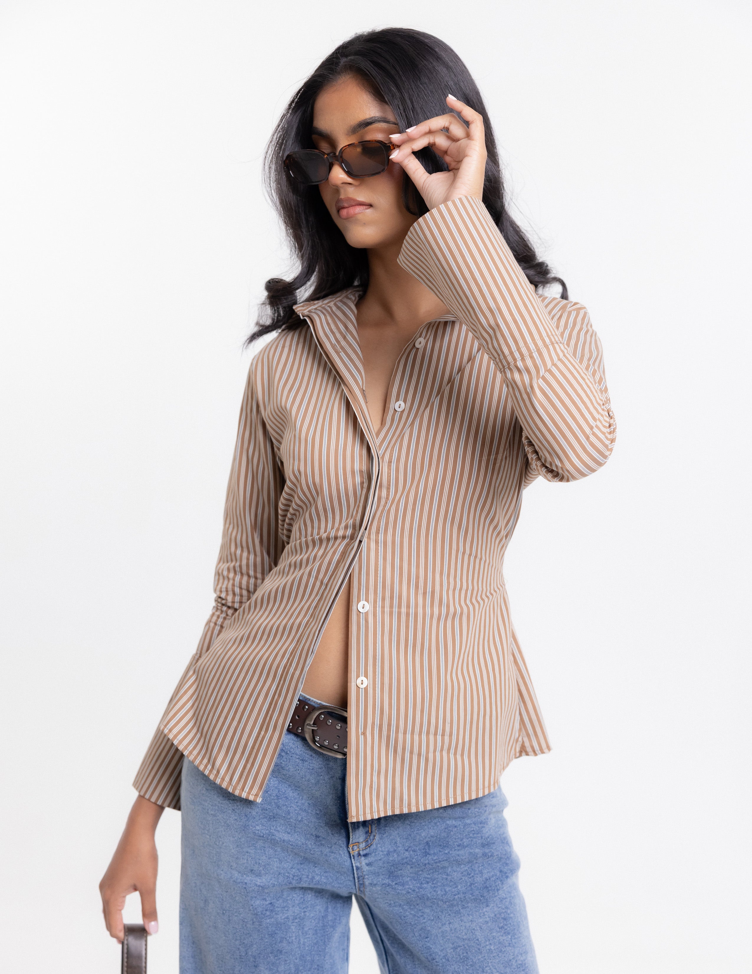 Long Sleeved Waist Tie Up Top