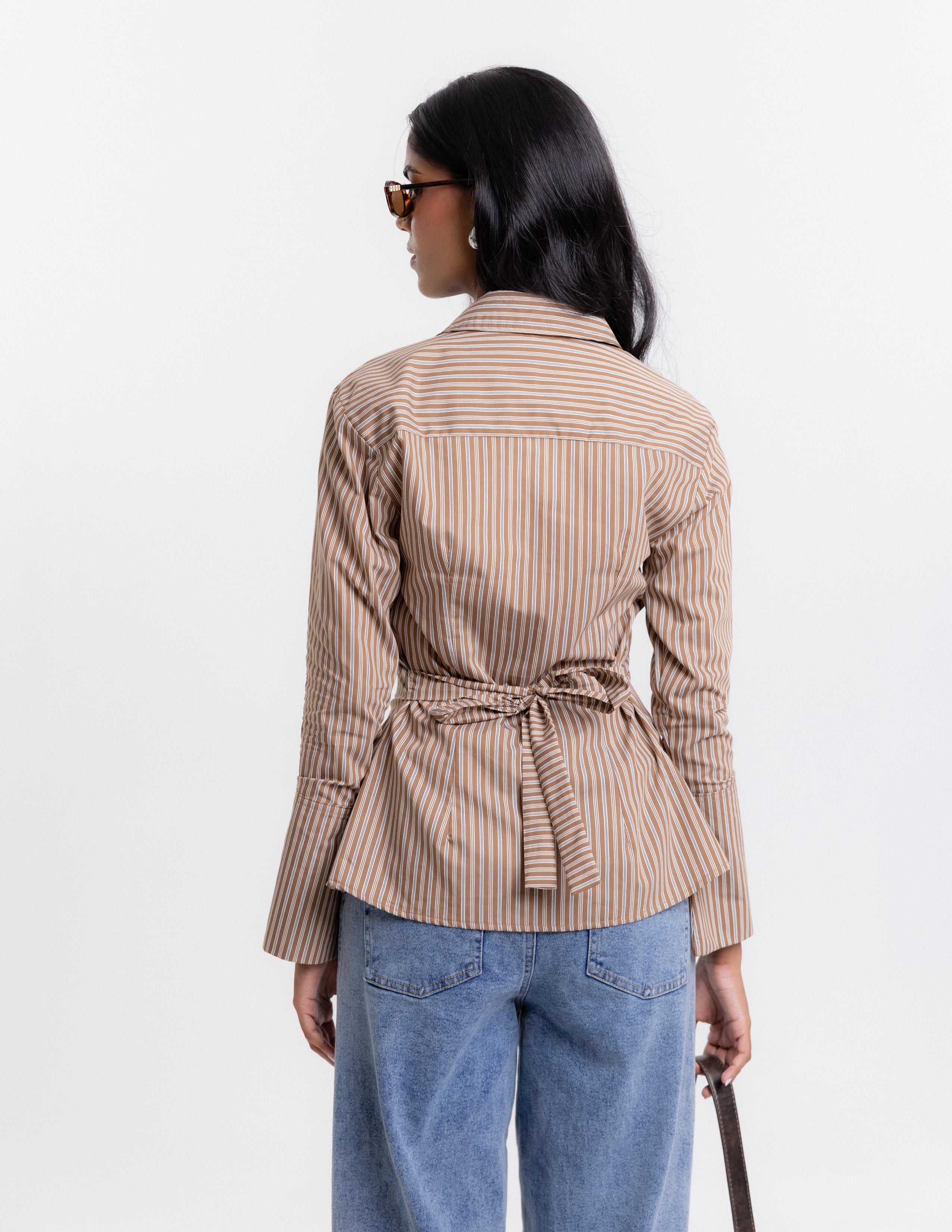 Long Sleeved Waist Tie Up Top