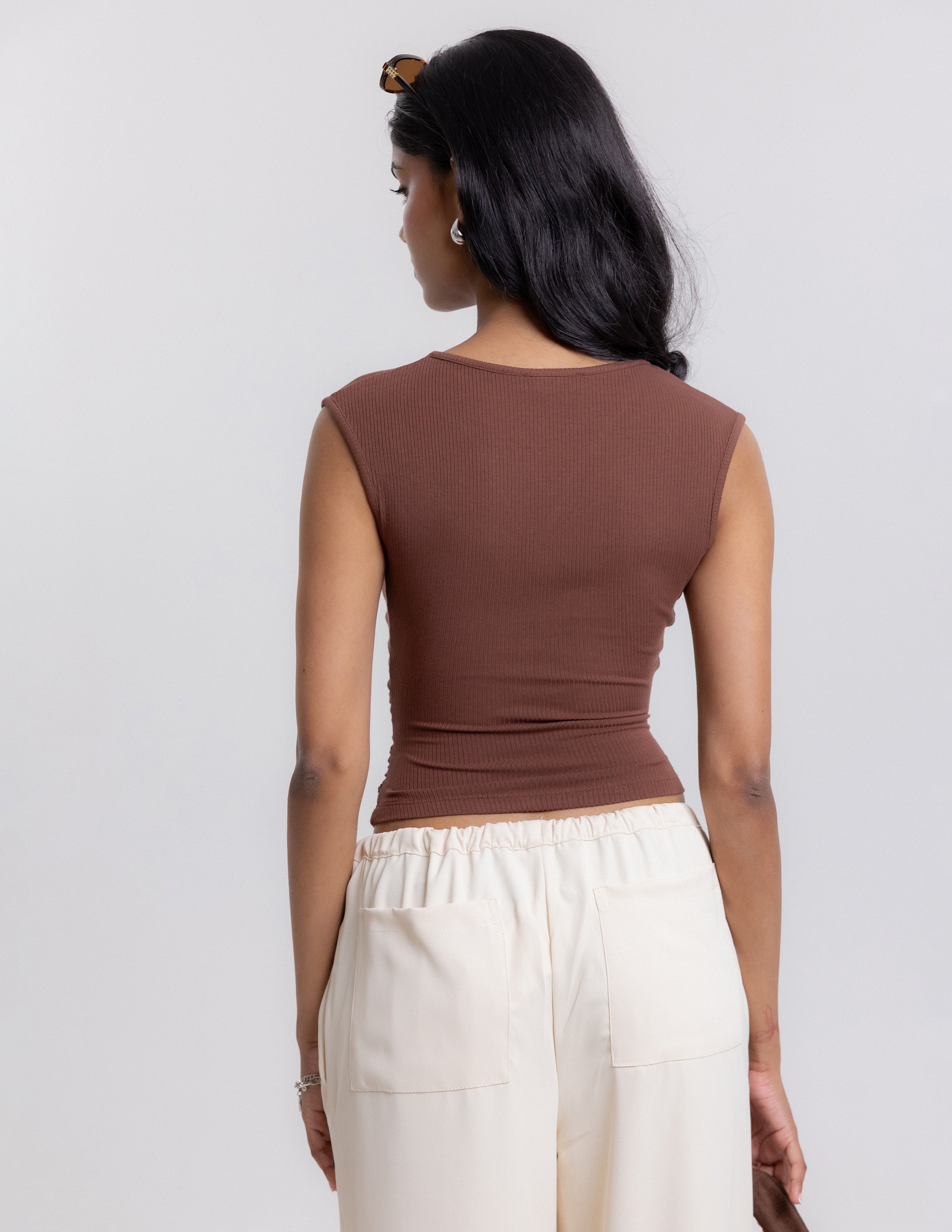 Cap Sleeved Side Gathering Top