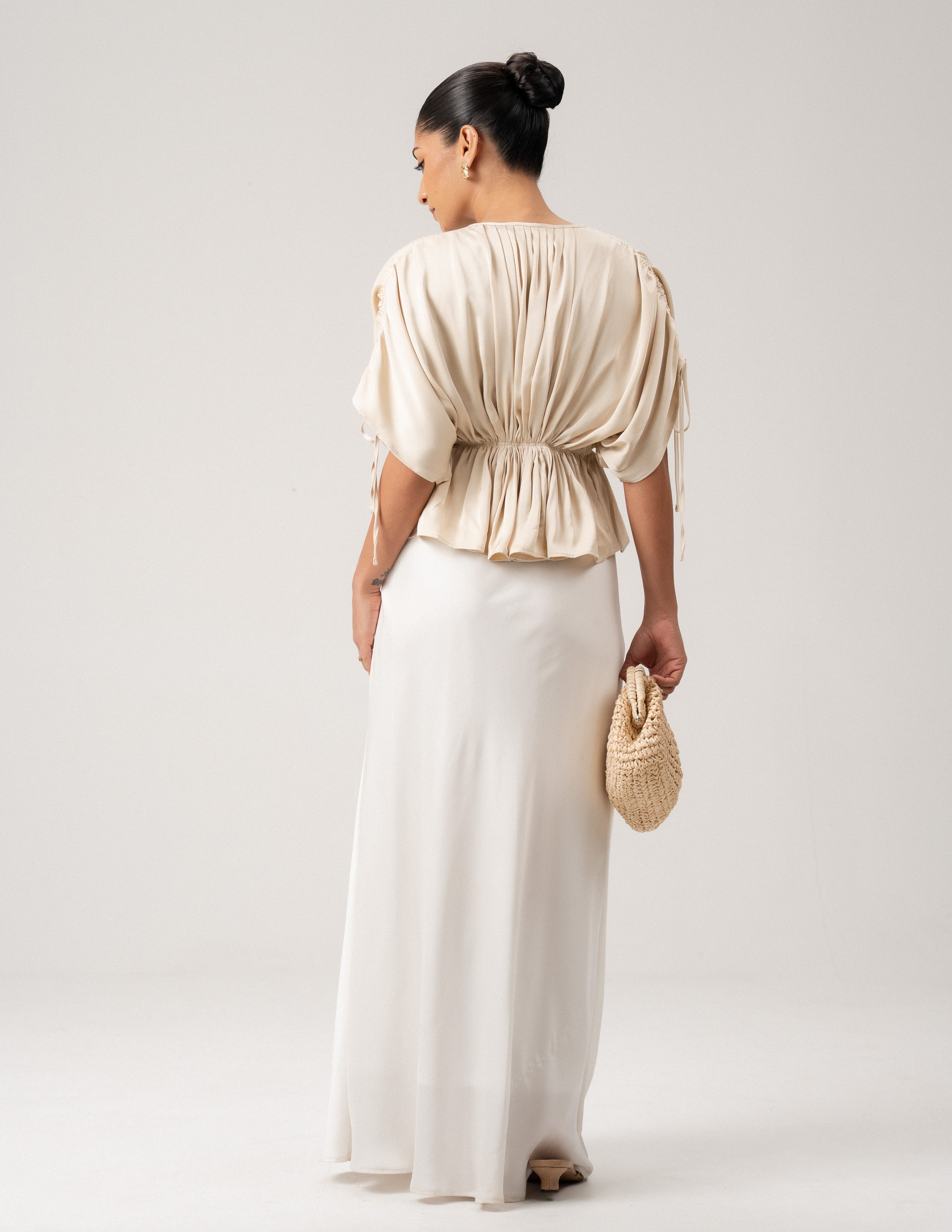 Satin Mock Wrap Top
