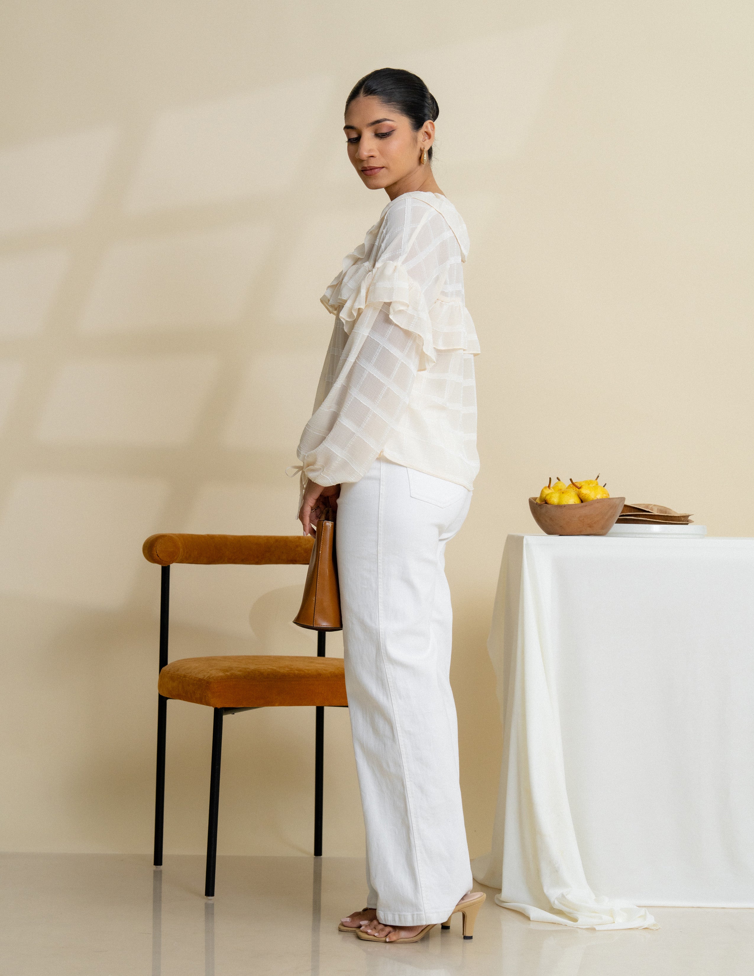 Front Tieup Frill Detail Top