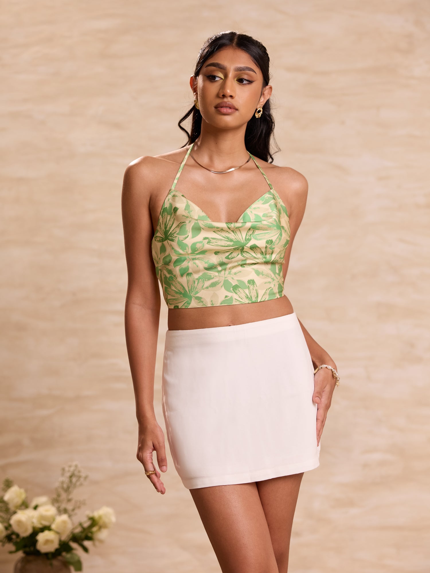 Front Cowl Neck-Back-Tie-Up-Top