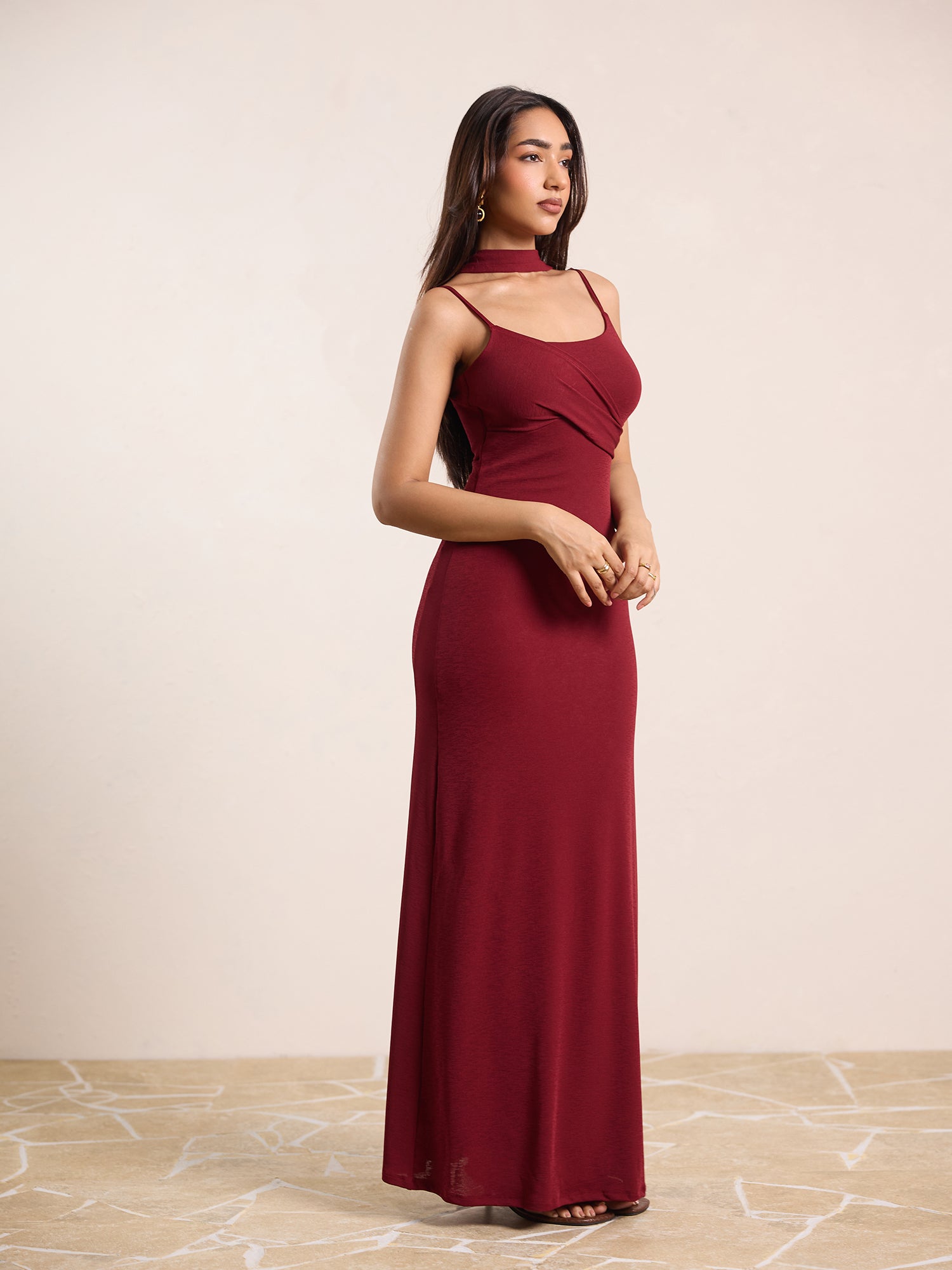 Bustier Shawl Detailed Maxi Dress