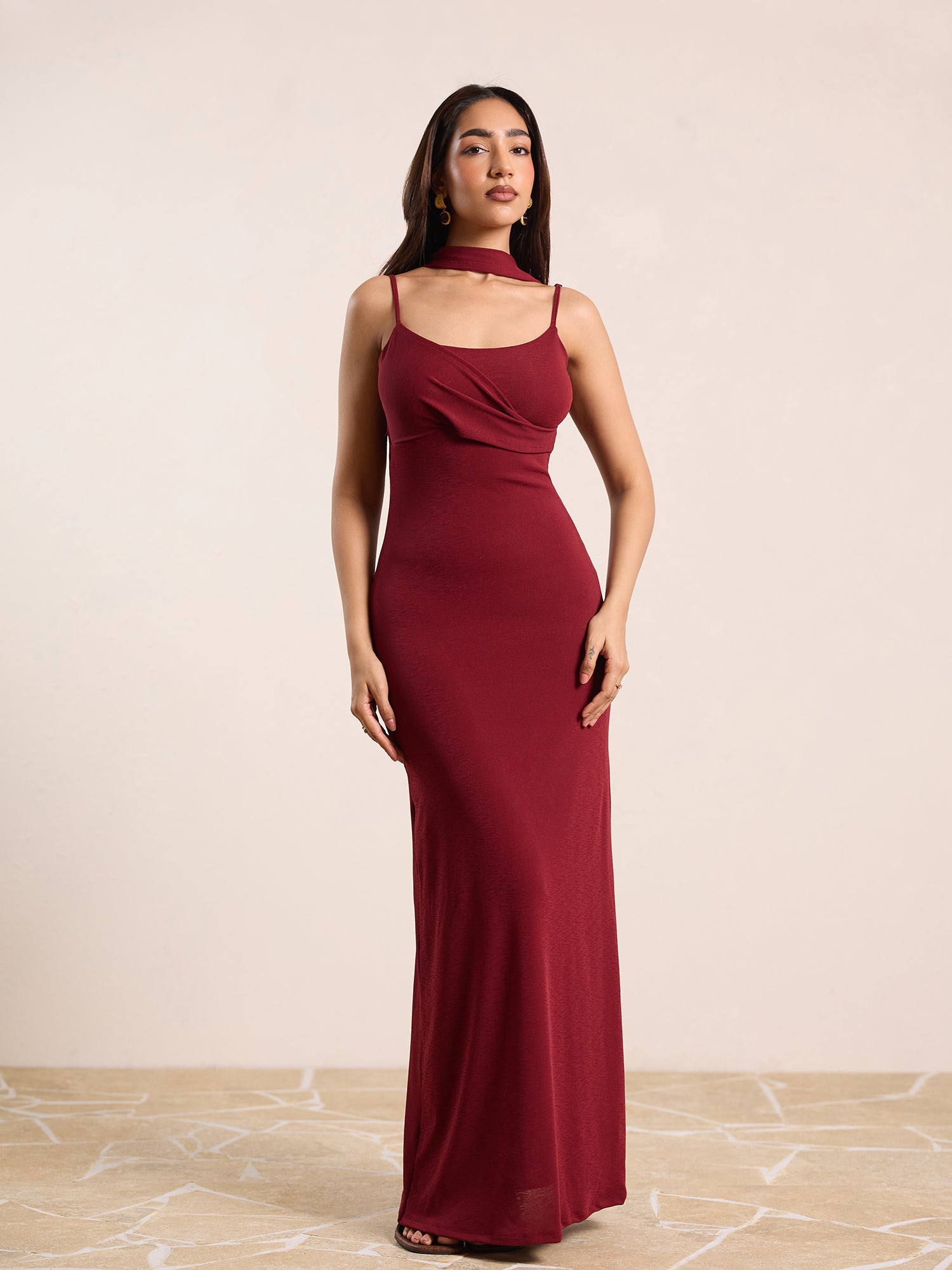 Bustier Shawl Detailed Maxi Dress