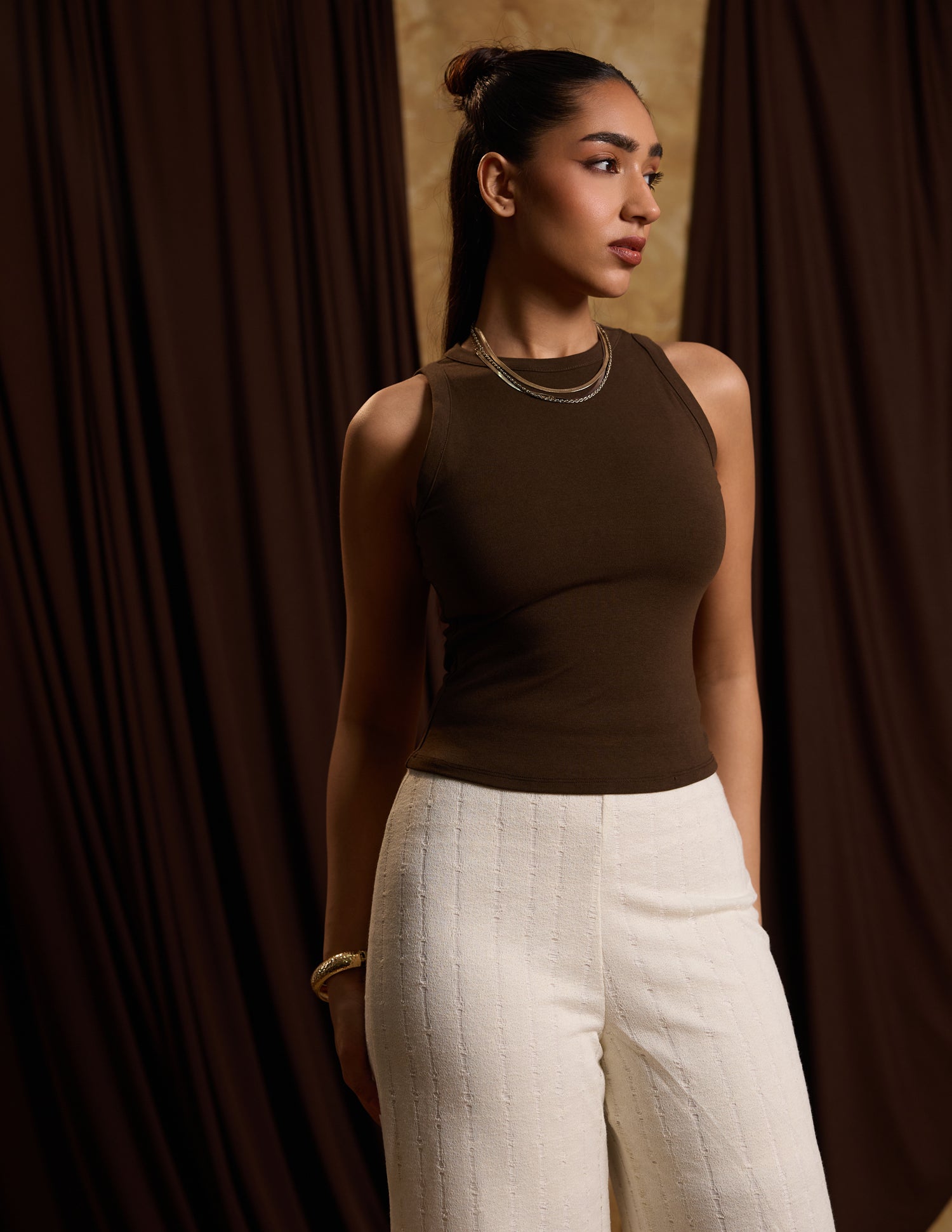 High Neck Sleeveless Fitted Top