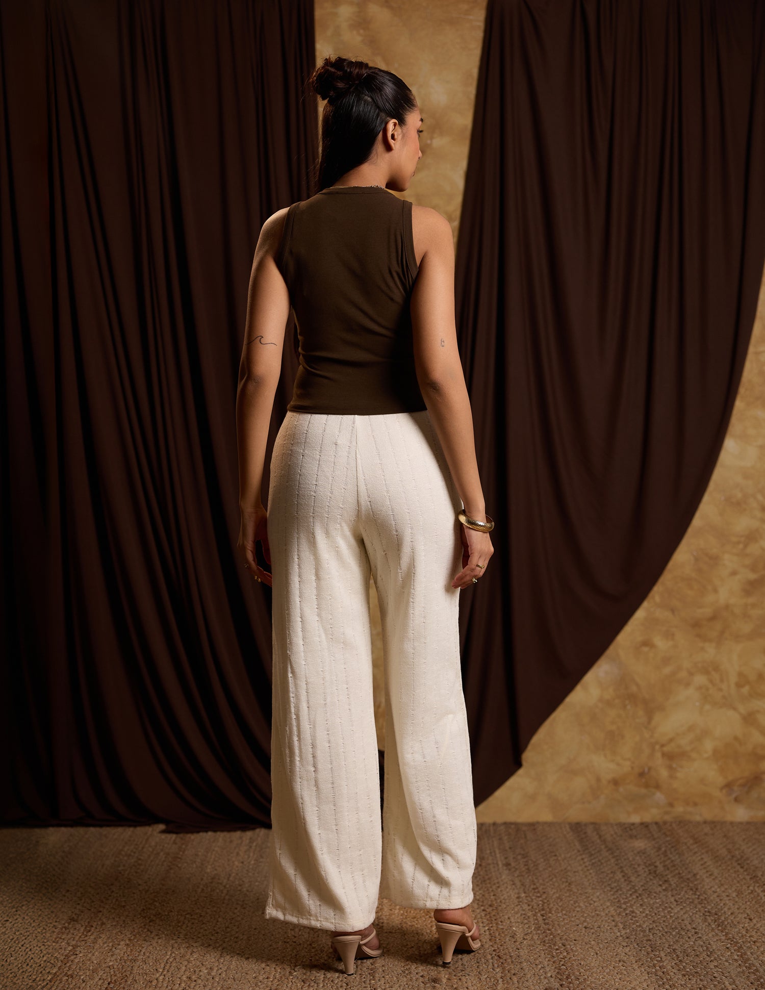 Waist Elasicated Mid Waist Crochet Pant