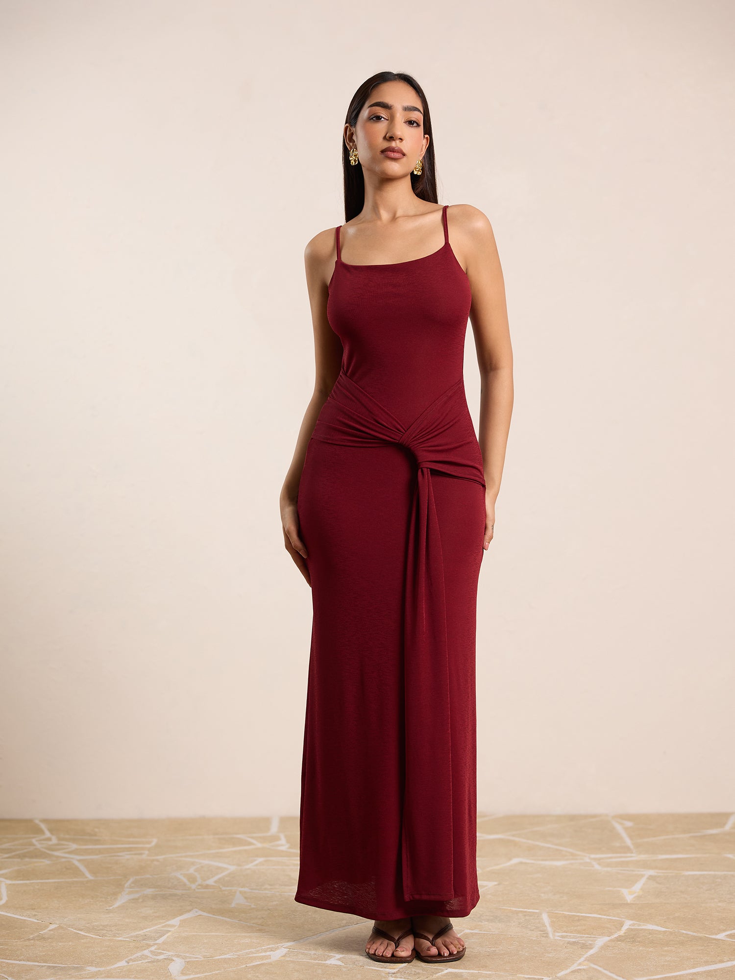 Waist Tie Up Detailed Sleeveless Maxi Dress