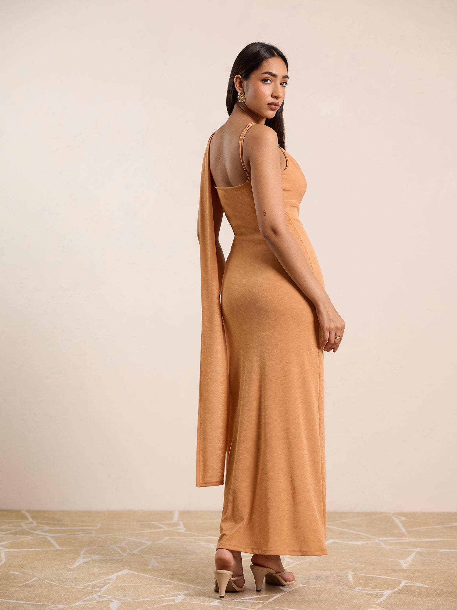 Bustier Shawl Detailed Maxi Dress