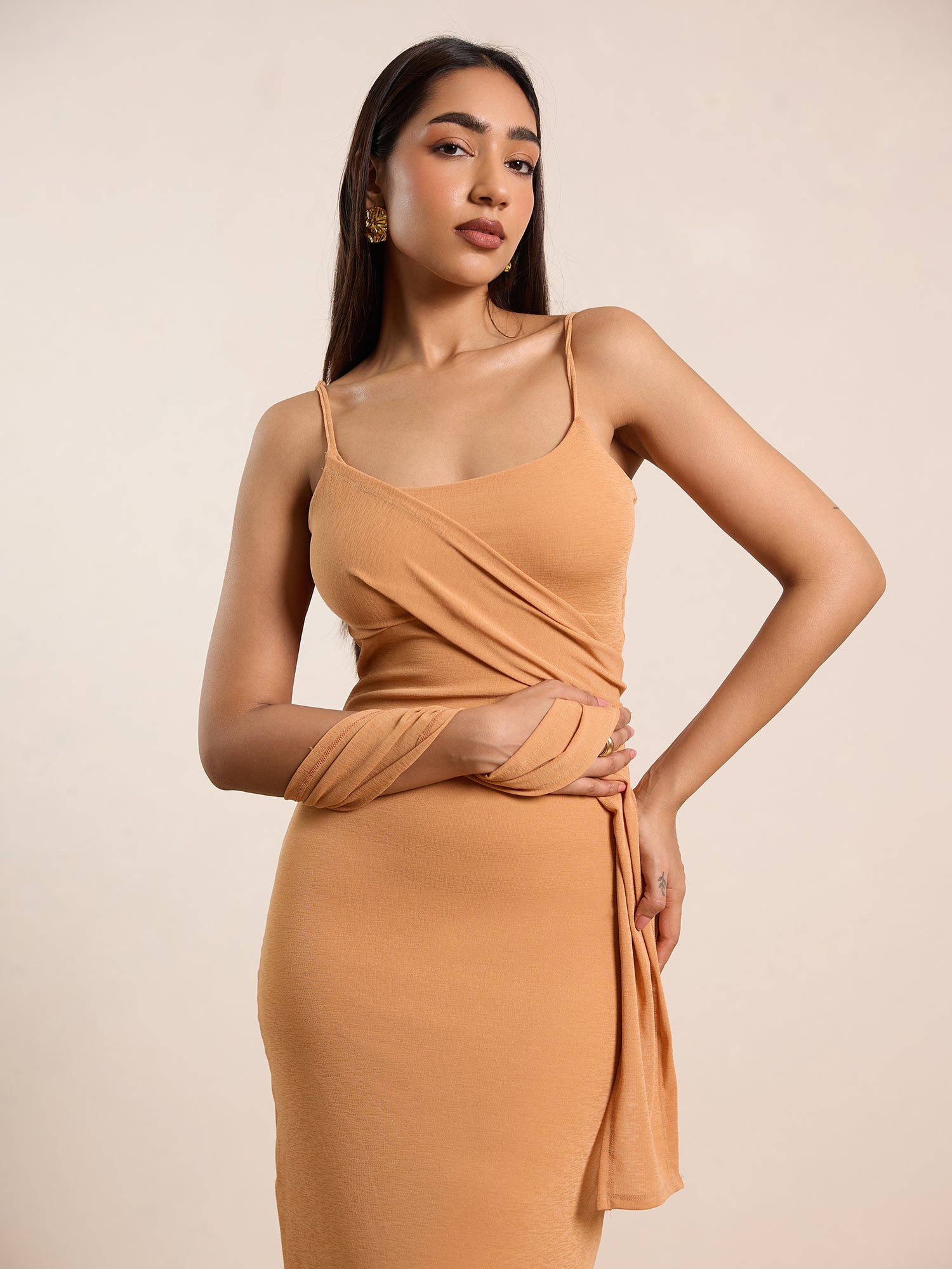 Bustier Shawl Detailed Maxi Dress