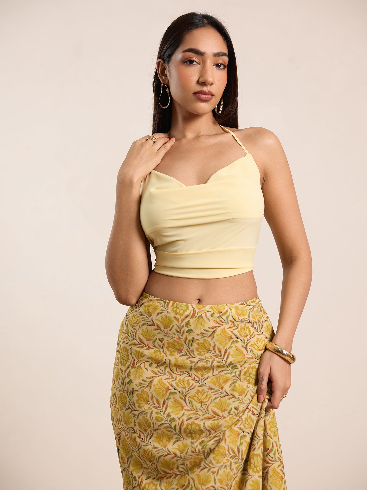 Front Cowl Neck Back Tie Up Top