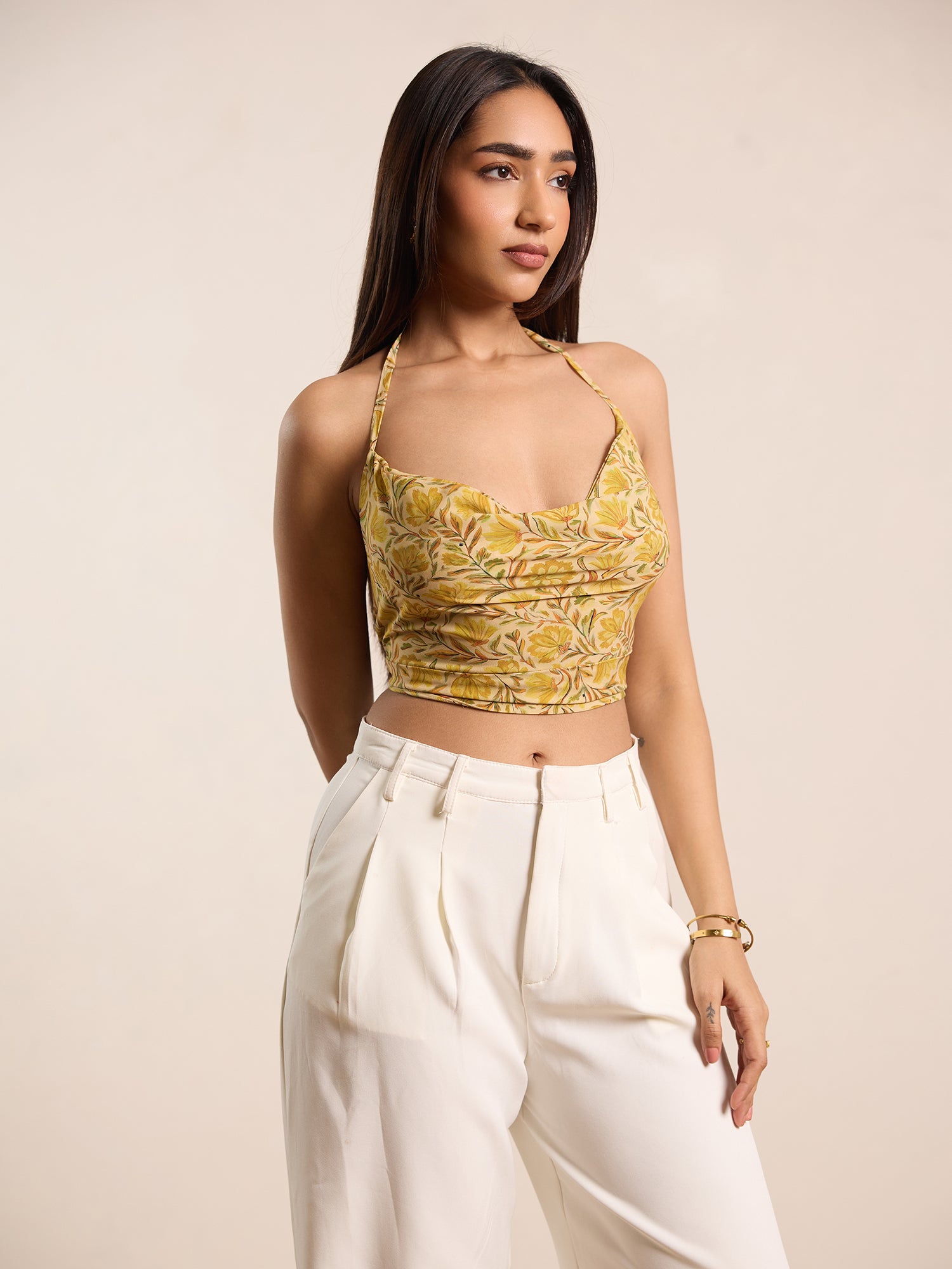 Front Cowl Neck Back Tie Up Top