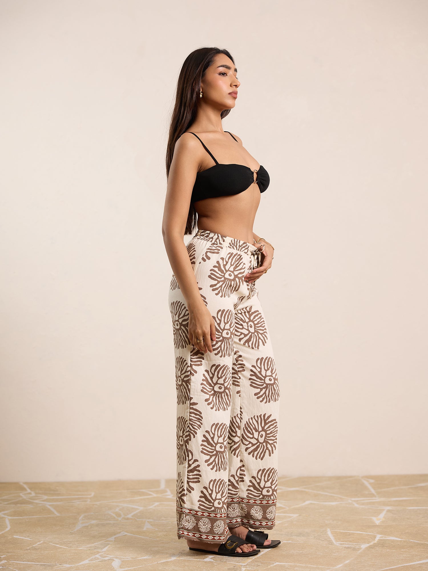 Waist Elasticated Drawstring Printed Pant
